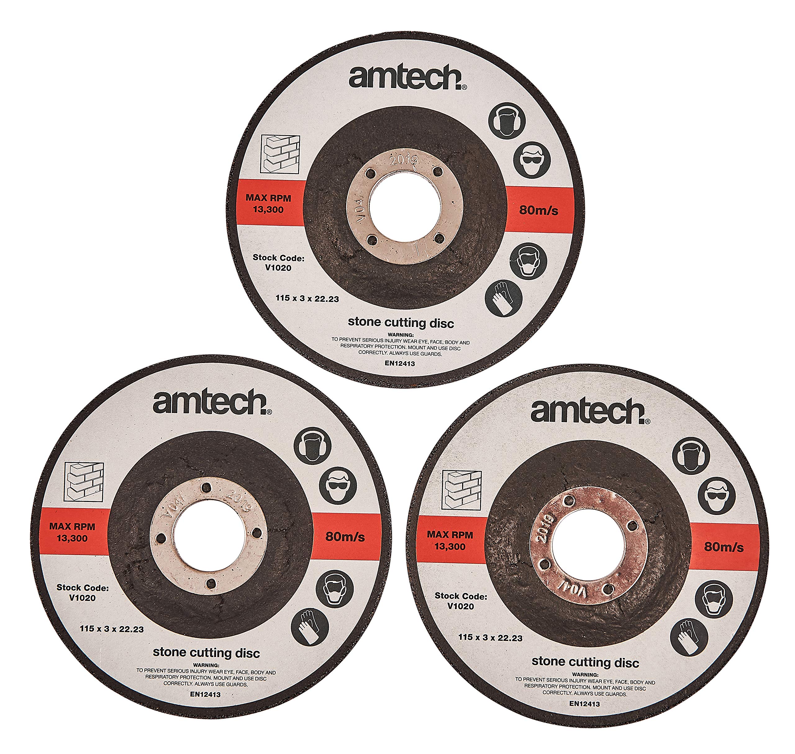 Amtech - 3pc 115mm Stone Cutting Disc Set, High-Speed Design for Brick, Block and Masonry Cutting Tasks