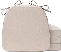 Sunsleek D-Shaped Dining Chair Cushions Set of 4, 17x16 Inch Beige Seat Pads with Washable Covers, Ties & Non-Slip Bottom for Kitchen Patio Comfort