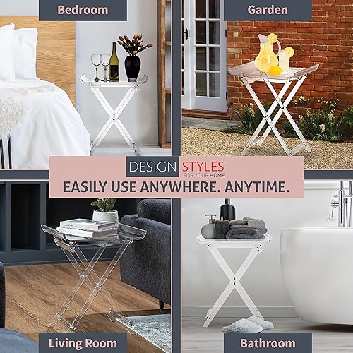 Miniatura 7 de Designstyles Mesa plegable de acrílico - Escritorio moderno y elegante - Mesa de servicio de cocina y bar - Elegante diseño transparente (ahumado y