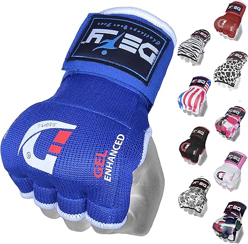 Miniatura 13 de DEFY Guantes interiores acolchados con correa larga de 75 cm – Guantes de boxeo con protección de nudillos interiores con gel – Vendas elásticas