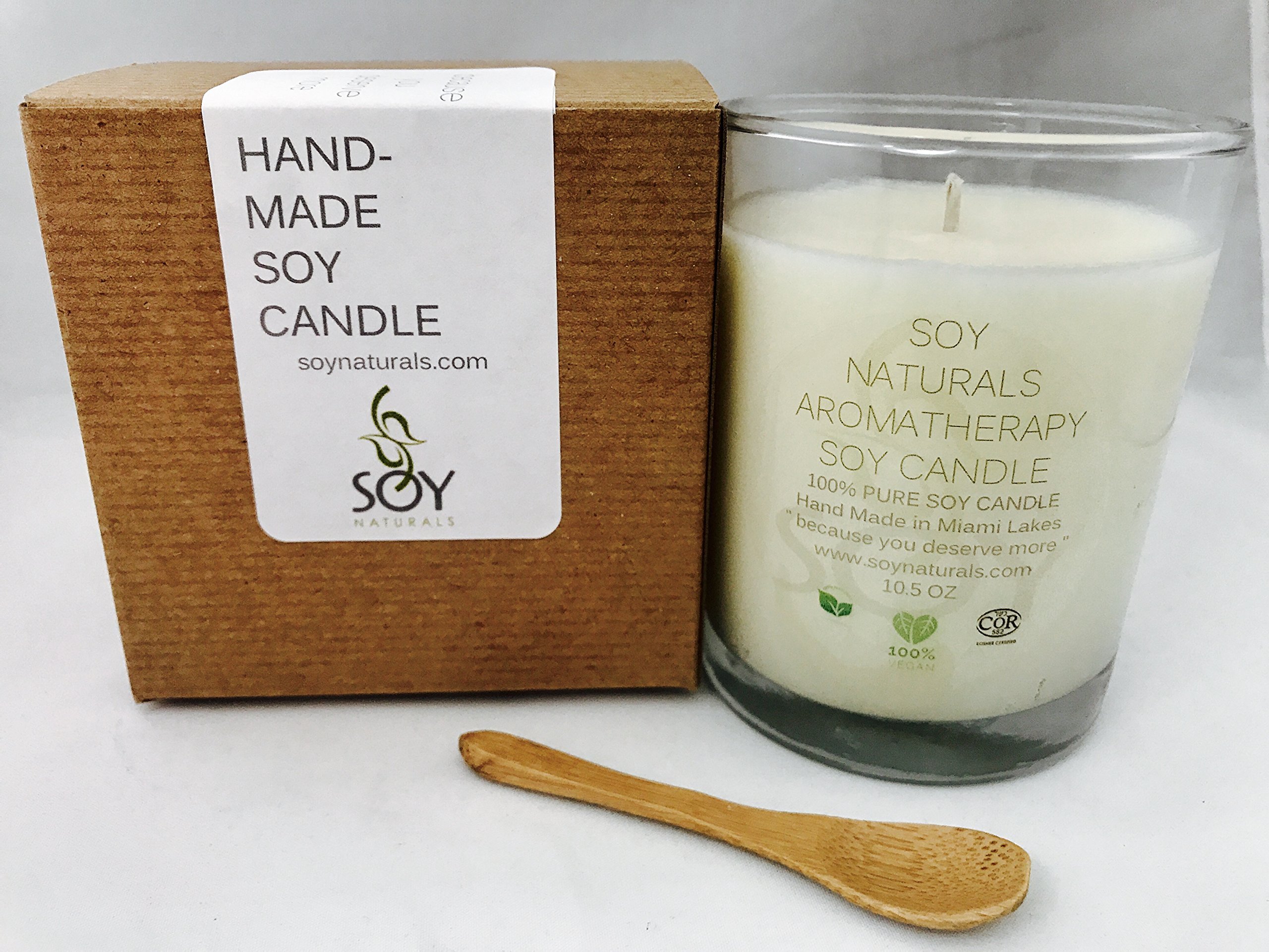 Soy Naturals *Vegan Candle* Aromatherapy Soy Candle Relaxing Lavender Scented with Lavender Essential Oil. Hand Made in Miami 10 oz