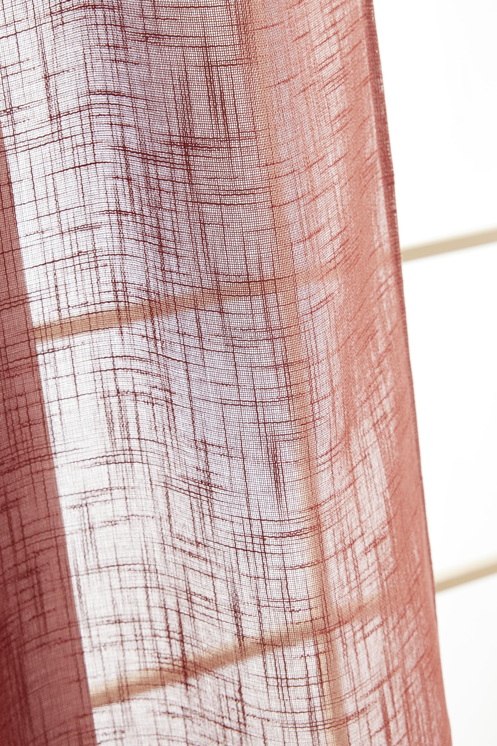Lot de 2 voilages Ajustables + 8 Anneaux Pince 140 x 270 cm Polyester Effet Lin Nia Le Fil d'Ariane (Terracotta)