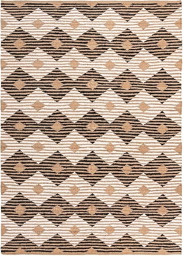 Miniatura 10 de Unique Loom Chindi Jute Collection - Alfombra de área Jennifer (2 pies 7 pulgadas x 12 pies, color negro naturalmarfil)