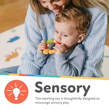 Nuby Pasta Ring Teether - 3+ Months - Soft, Silicone, Multi-Textured, Easy Grip Baby Teething Toy - Natural Teething Relief for Babies