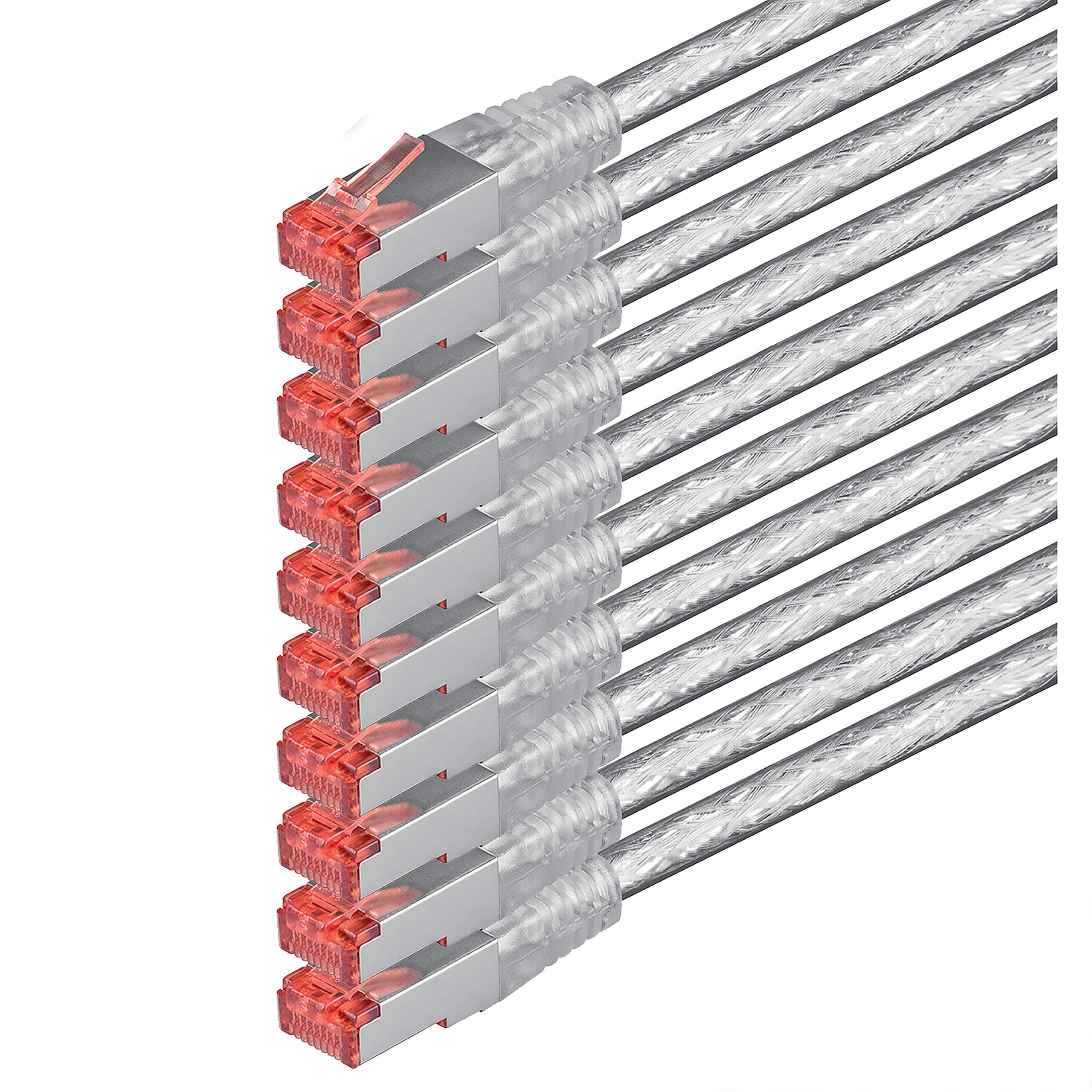1aTTack.de 10x 0.25m Cat6 Cat.6 Ethernet-Kabel Cat 6 Netzwerk-Kabel Patch-Kabel RJ45 SFTP - Transparent