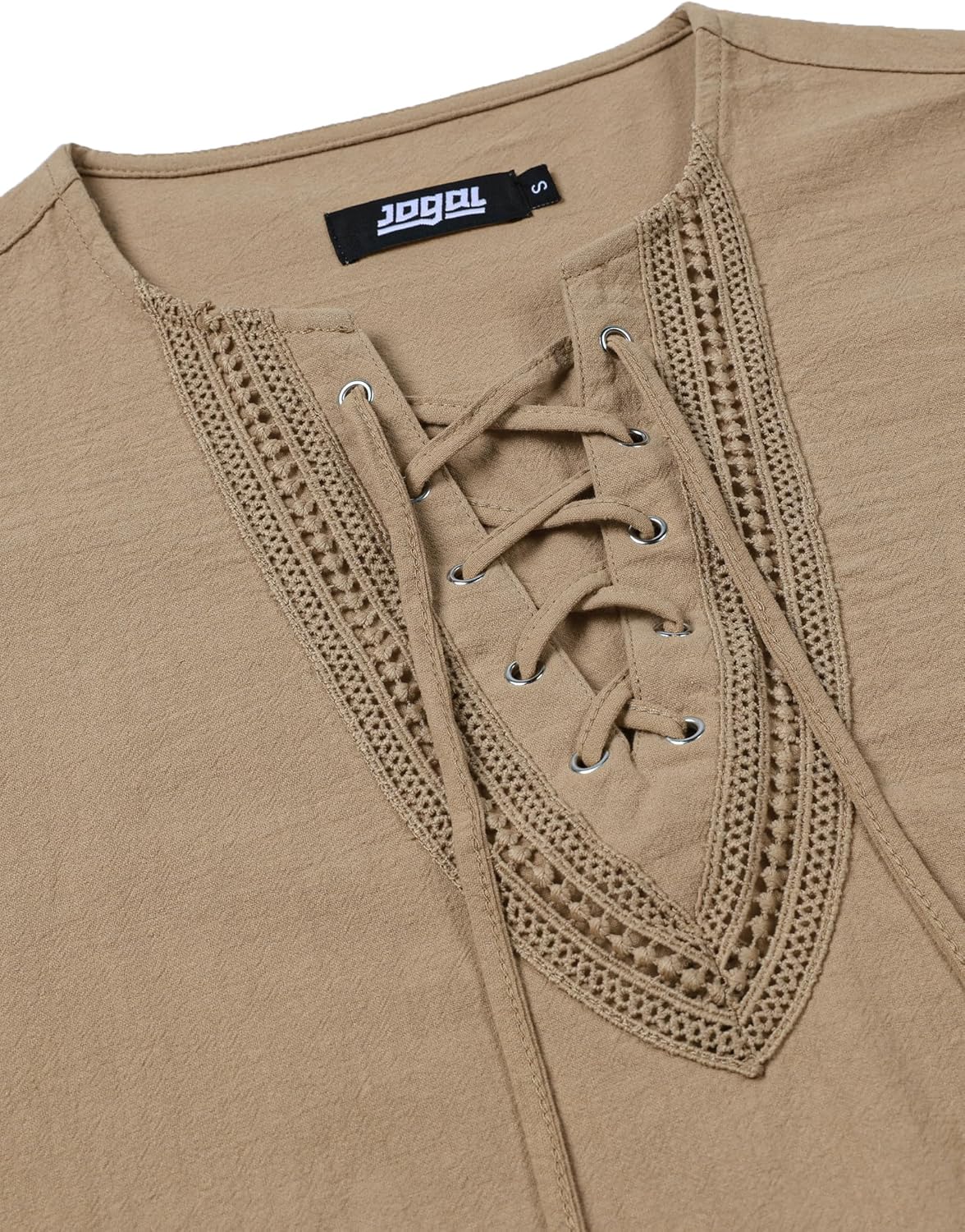 JOGAL Mens Renaissance Shirt Medieval Pirate Viking Halloween Costume Gothic Steampunk Retro Long Sleeve Lace Up Shirts - Image 4