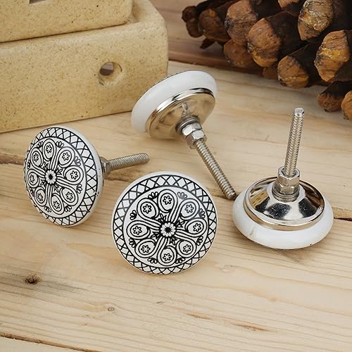 Miniatura 4 de Ajuny Pomos de puerta de cerámica con tornillos para aparador, cajón, armario, armario sólido, armario, armario de tirador  cocina moderna,