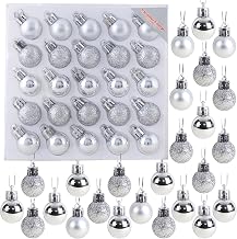 Christmas Concepts® Pack of 25-25mm (1") Mini Christmas Tree Baubles - Shiny, Matte & Glitter Decorated Baubles (Silver)