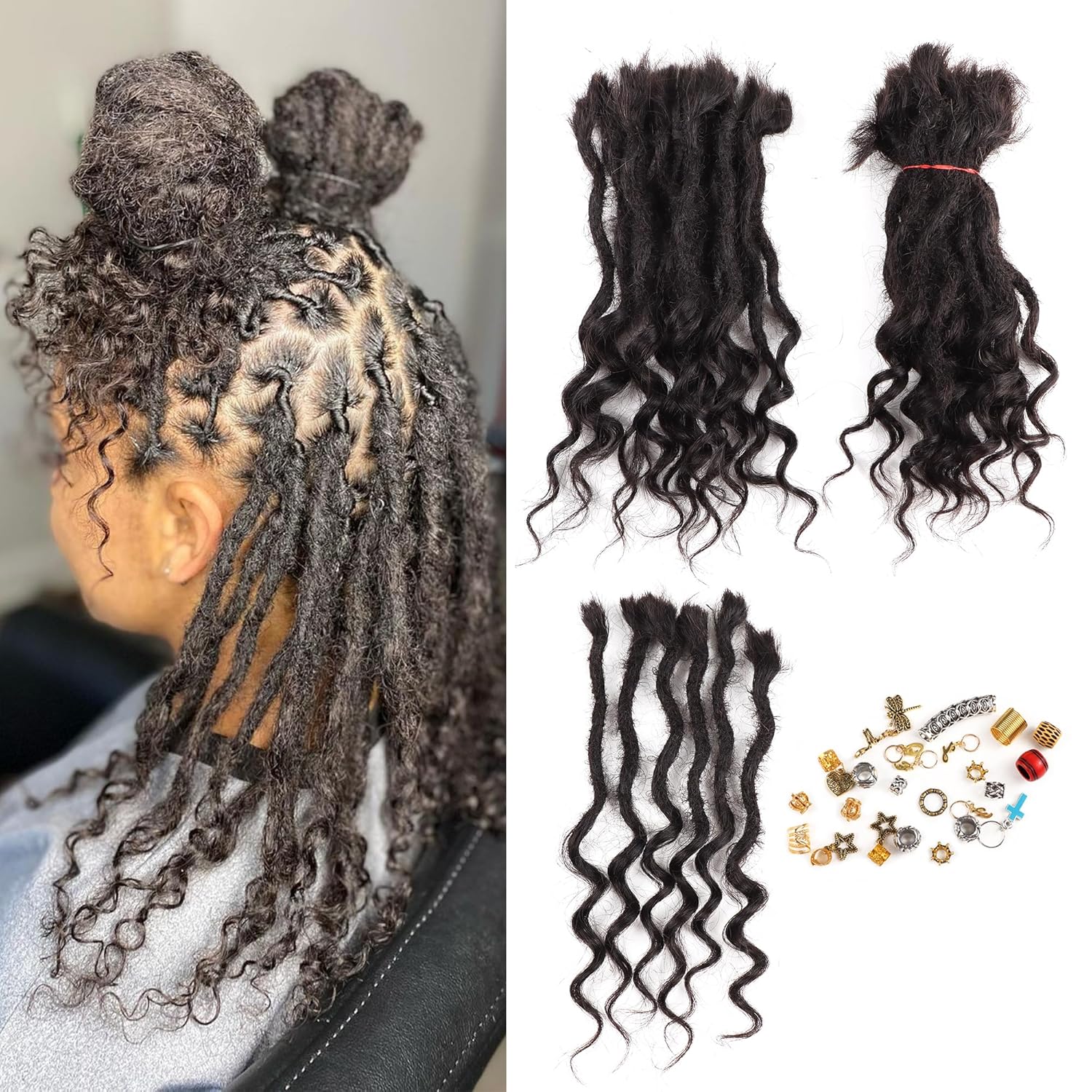 Loc Hair Extensions, Real Human Hair, Full Head Permanent