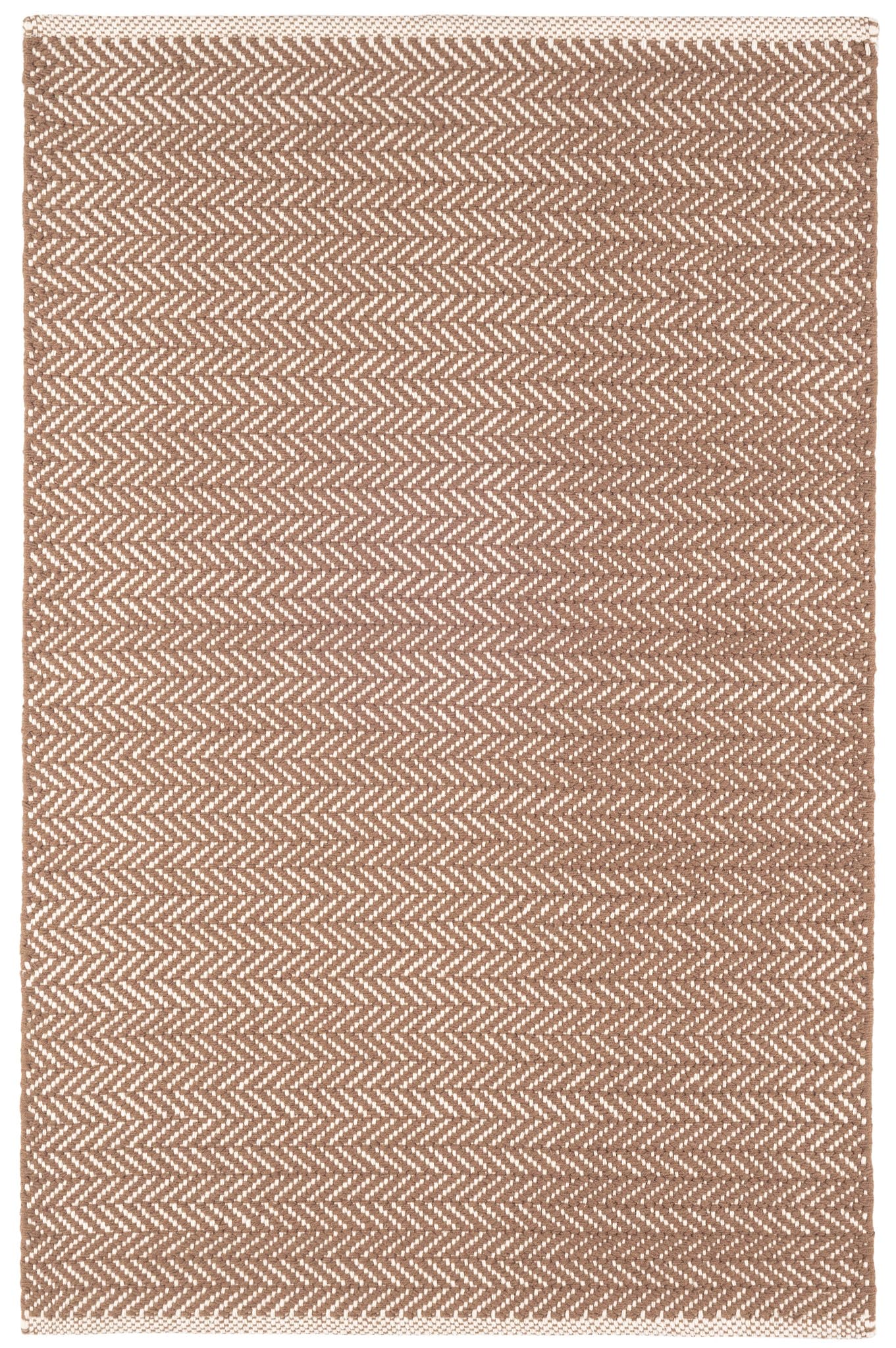 Dash & Albert Herringbone Stone Handwoven Cotton Rug, 7.5 X 9.5 Feet, Tan Geometric Pattern