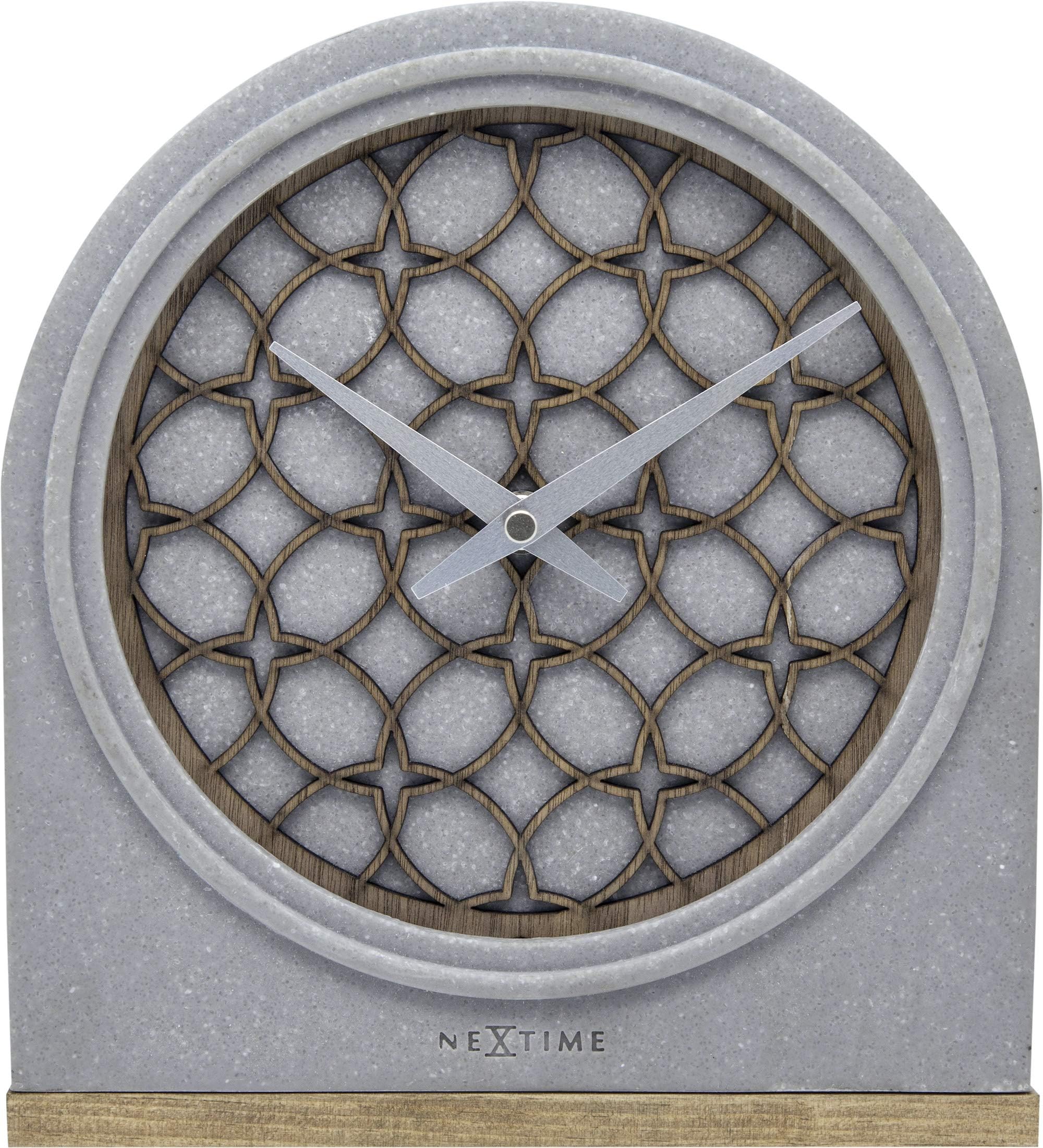 NeXtime table clock "CONCRETE LOVE TABLE", very silent, stone / wood, 21,5 x 24,5 cm