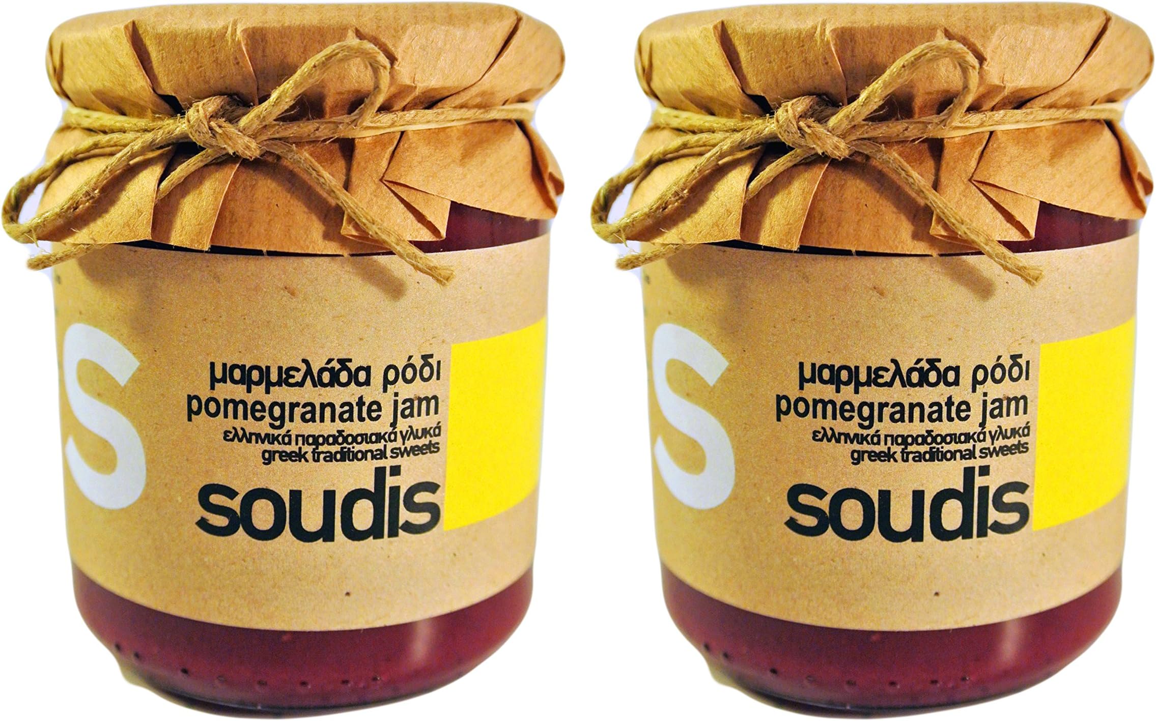 Greek Handmade Pomegranate Jam Net Weight 620gr ( Pack of 2 Glass Jars of 310g Each )