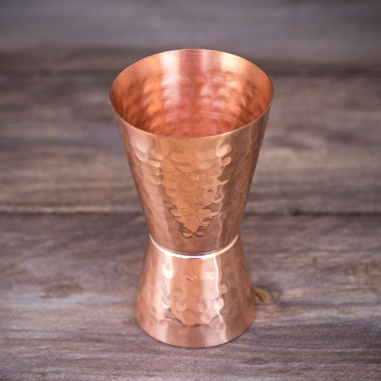 Lacquered Copper Jigger - 1oz/2oz Double Measuring Jigger for Cocktail Mixing - Solid Hammered Copper 22G - Shot Glass for Moscow Mule
