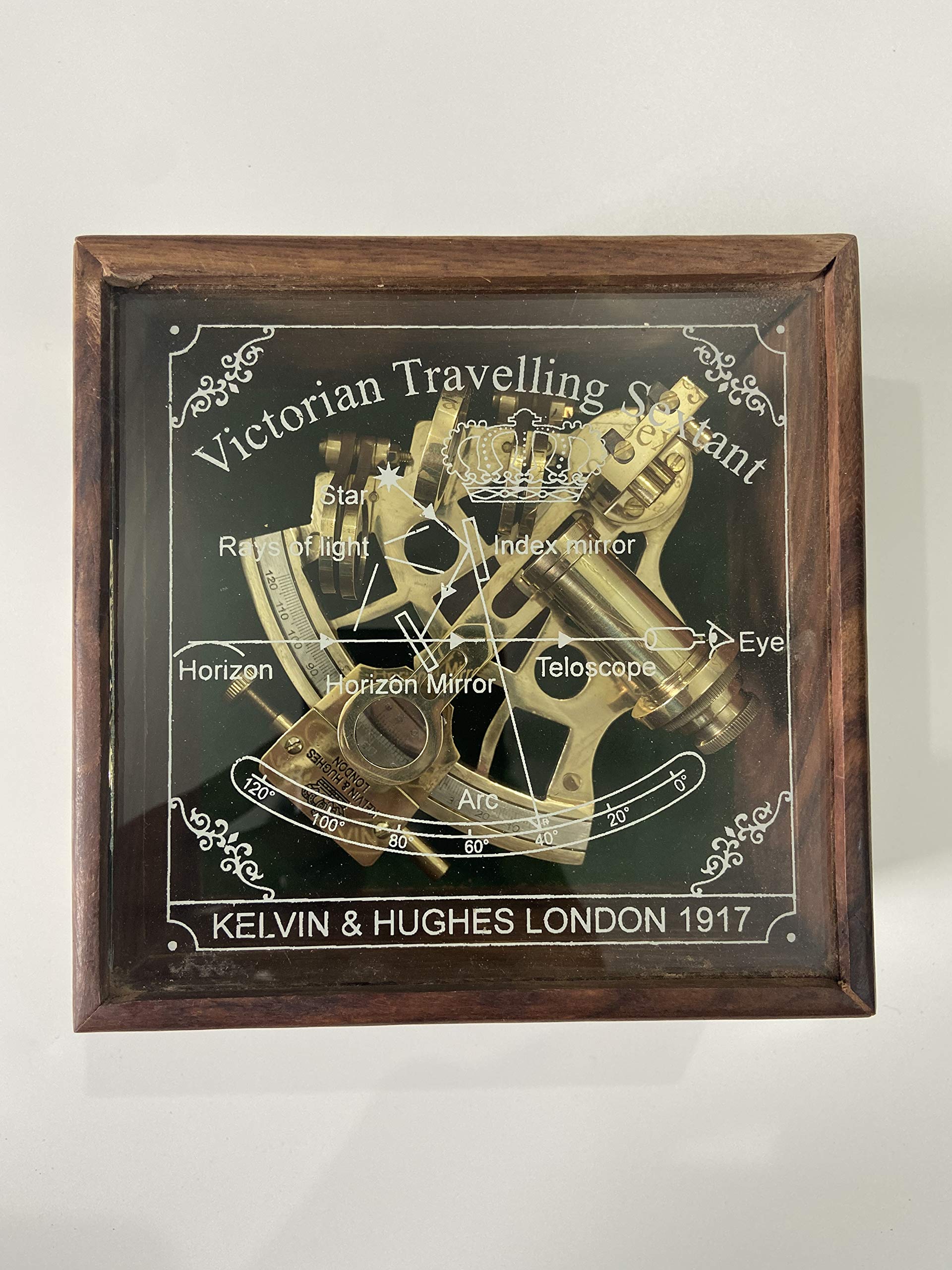 Sestante Da Navigazione In Ottone Malla - 12.7 Cm, Lavorato A Mano, Con Scatola In Legno - Foto 10