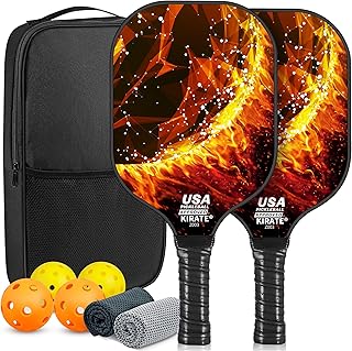 Pickleball Paddles, USAPA Approved Fiberglass Surface Pickleball Set, Lightweight Pickleball Rackets, Pickle Ball Paddle Set for Men Women Pros Beginners