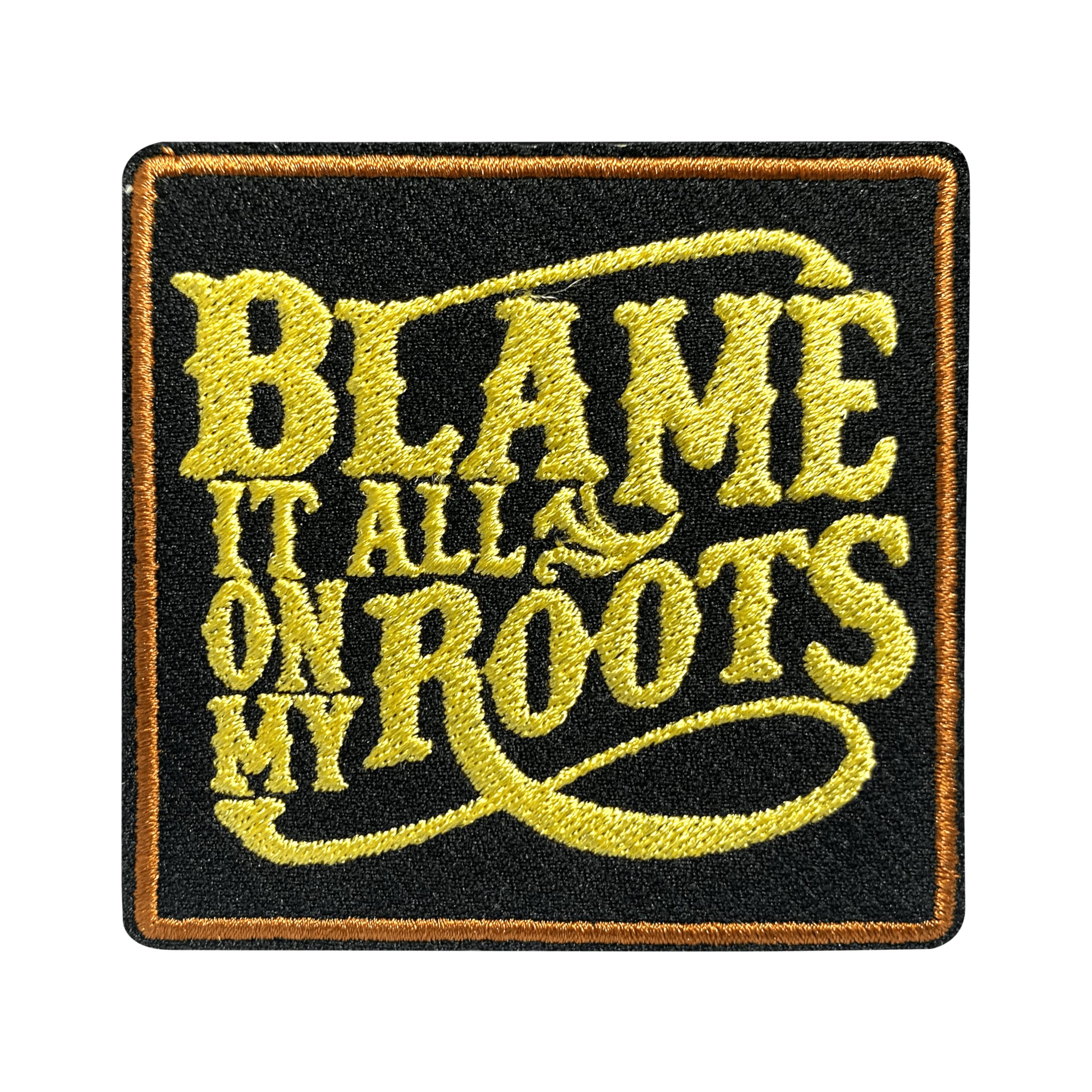 Blame It All On My Roots Patch 3 Inches Country Music Cowgirl Gift Cowboy Verse Iron On/Sew On Embroidery Fabric Applique Patches for Trucker Hats Clothes Backpack DIY Accessories Friends Mom Gifts