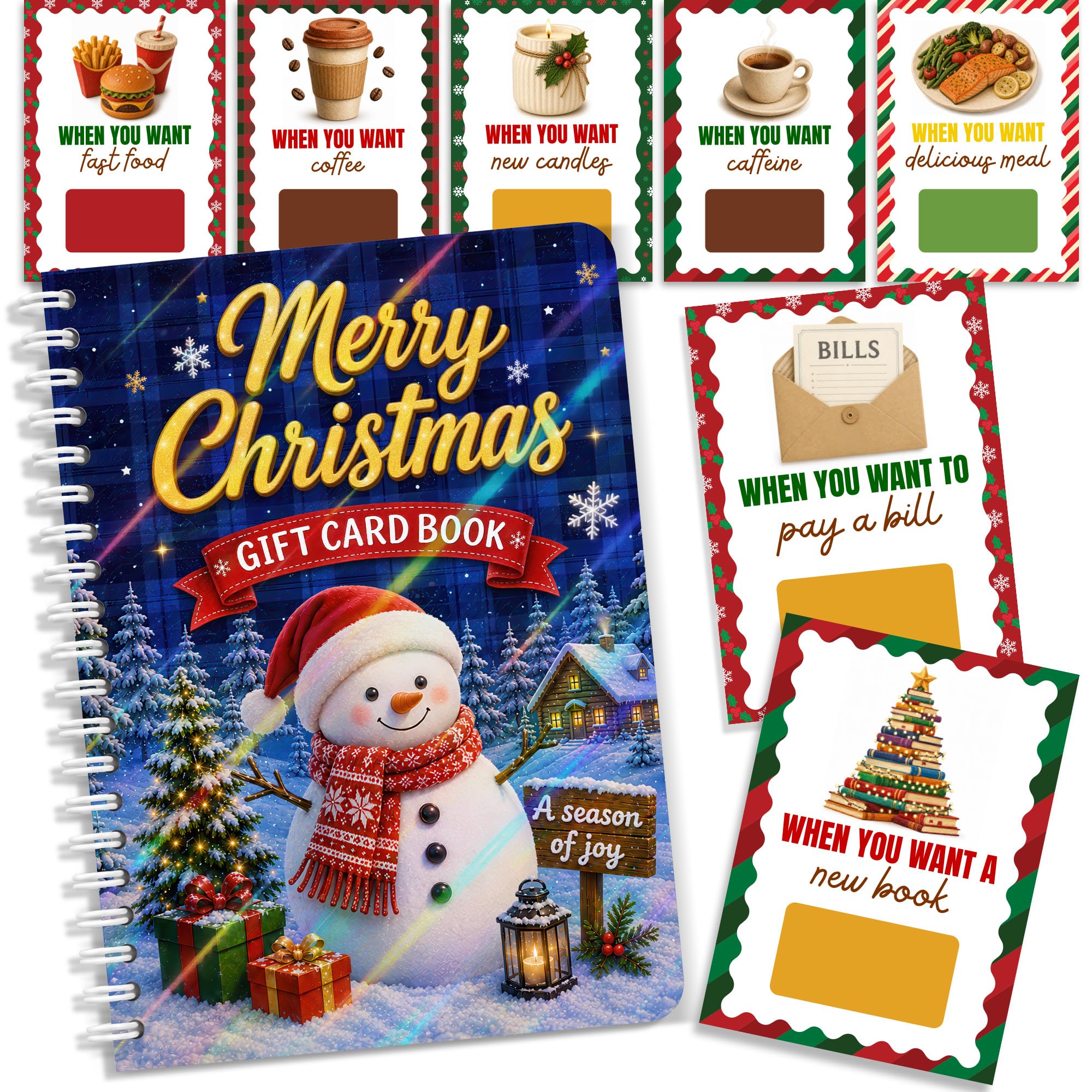 Christmas Gift Card Book for Adults, Teens, Kids, Snowman Gifts for Women