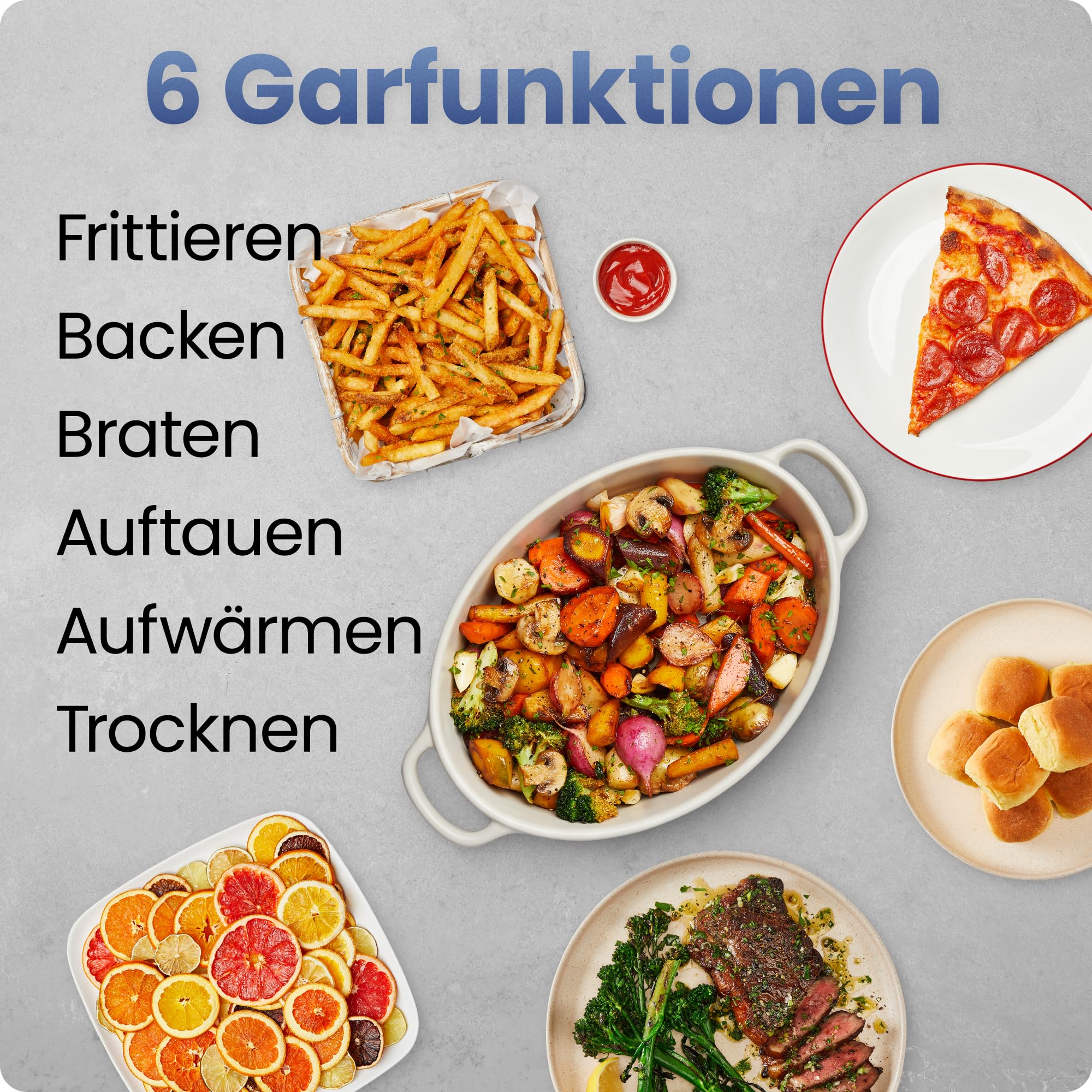 Chefman TurboFry 6-in-1 Heißluftfritteuse 8,5L, 230 °C, XL-Korb | Sichtfenster, Heißluftfrittieren, Backen, Grillen, Aufwärmen, Dörren, Auftauen, Schwarz
