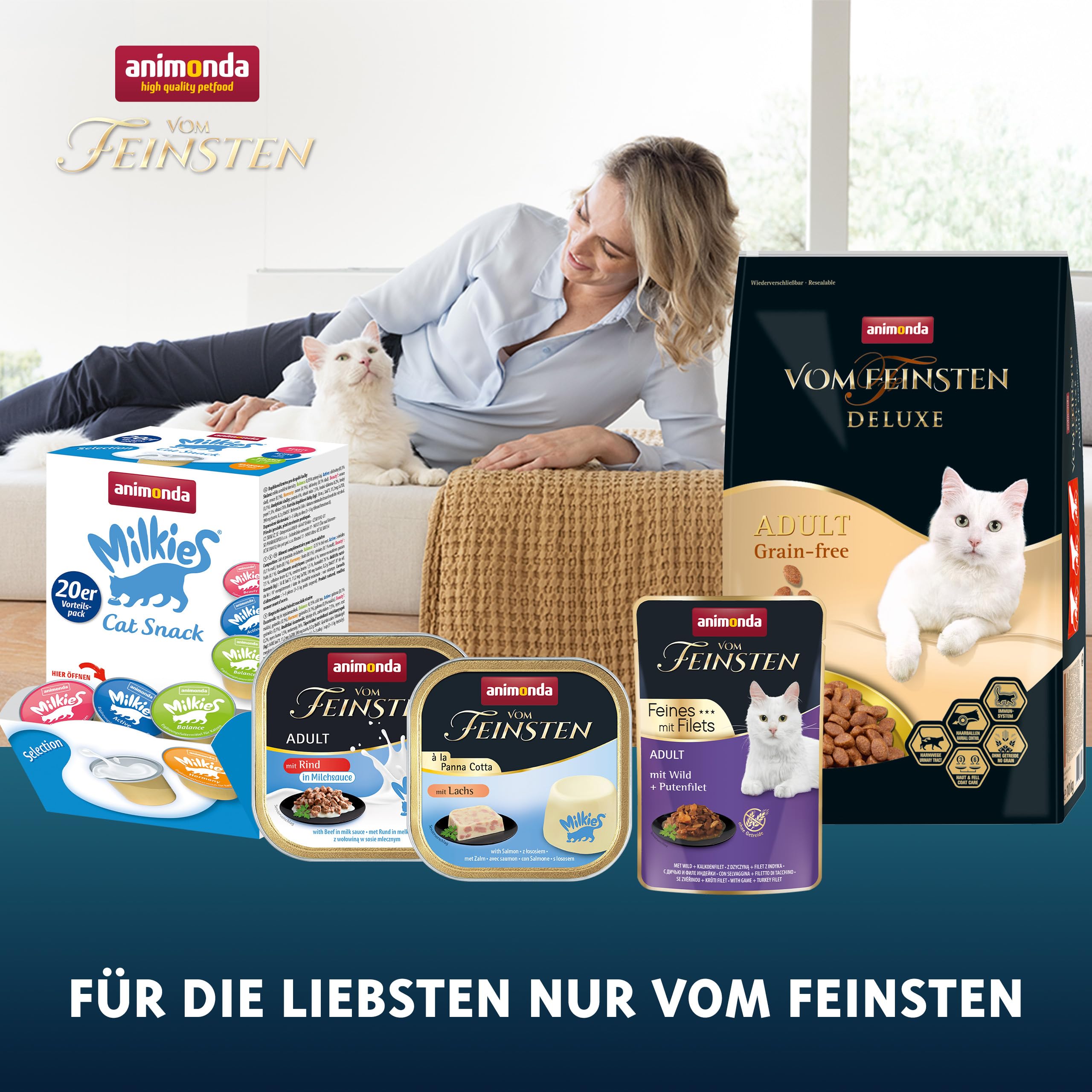 animonda Vom Feinsten Adult Vielfalt (32 x 100 g), Nassfutter für ausgewachsene Katzen, Katzenfutter ohne Getreide und Zucker, mit 100 % frischen, fleischlichen Zutaten