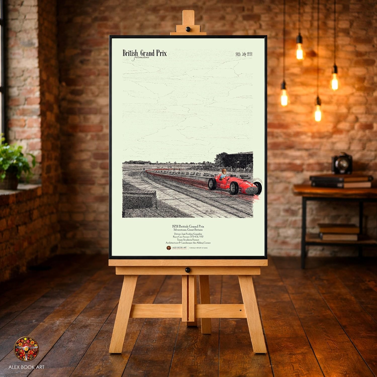 1951 British GP Silverstone Fine Art Print - José Froilan González Formula Racing Wall Art Poster - Best Home, Office, Garage Decor Gift for Race Car Fans