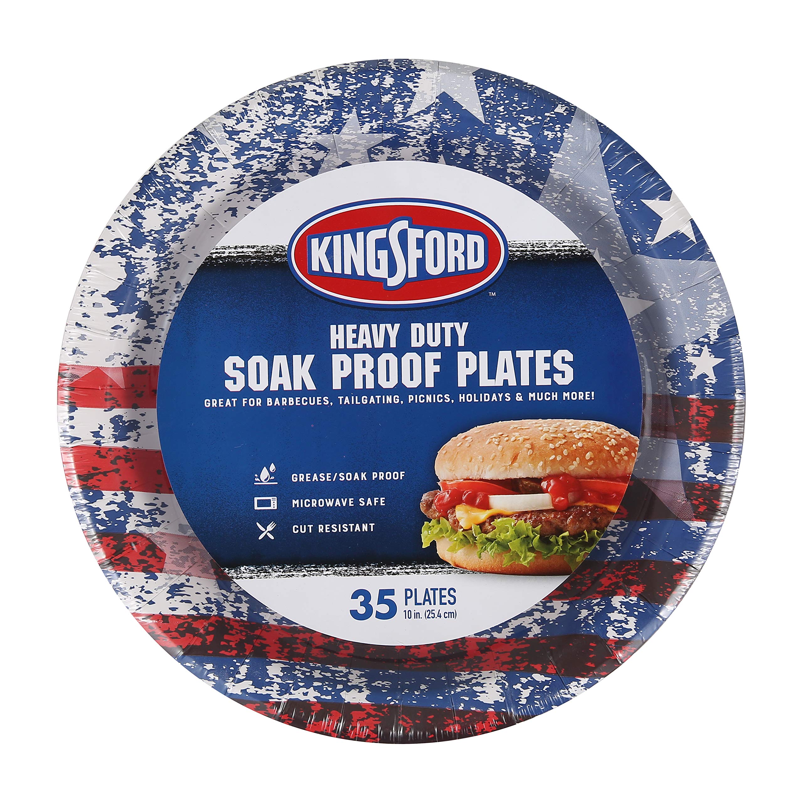 Kingsford Robuste, einweichfeste Pappteller, 25,4 cm, 35 Stück (6 Stück) | Langlebige Pappteller für Grillabende, Picknicks und Feiertage | mikrowellengeeignete Einwegteller für den täglichen Gebrauch