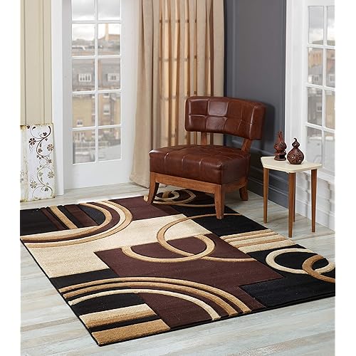 GLORY RUGS Area Rug Modern Soft Hand Carved Contemporary Floor Carpet with Premium Fluffy Texture for Indoor Living Dining Room and Bedroom Area (Brown, 5x7)
