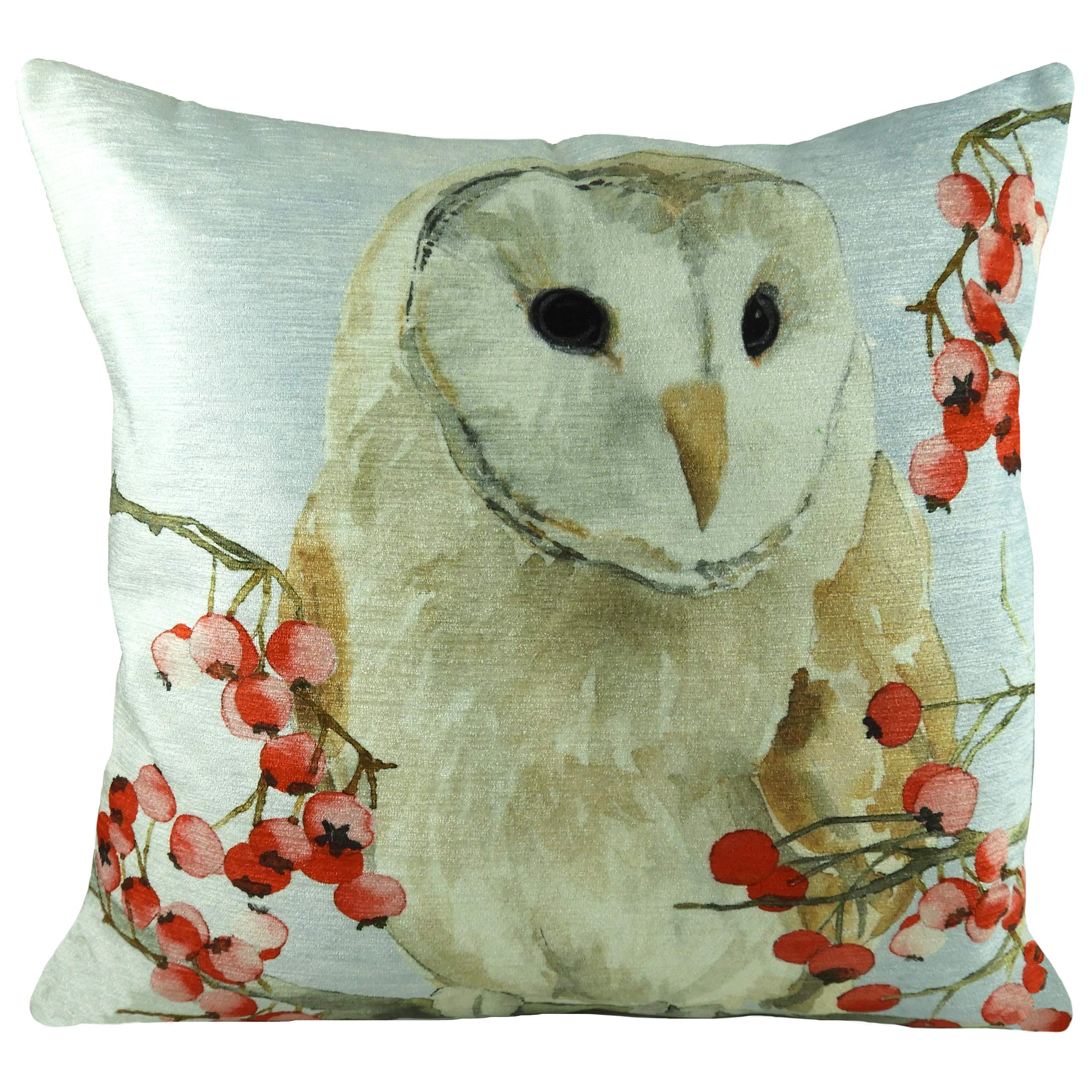 Evans Lichfield Federa Per Cuscino Con Gufi - 43x43 Cm, Poliestere-Lino, Lavabile, Dipinto A Mano, UK Design