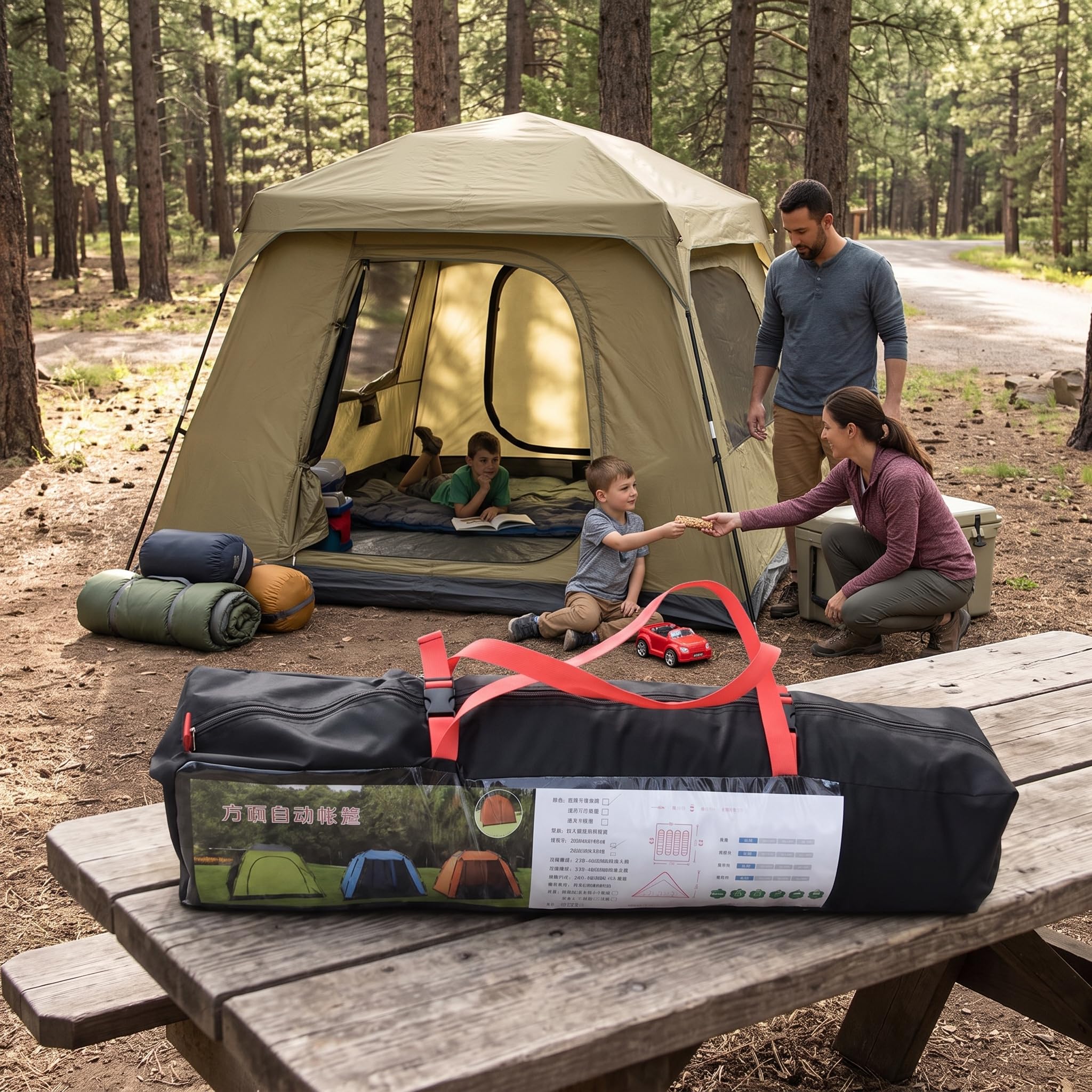 Up Zelt für 3-4 Personen – Automatisches Camping Zelt mit Schnellaufbau, Wasserdicht