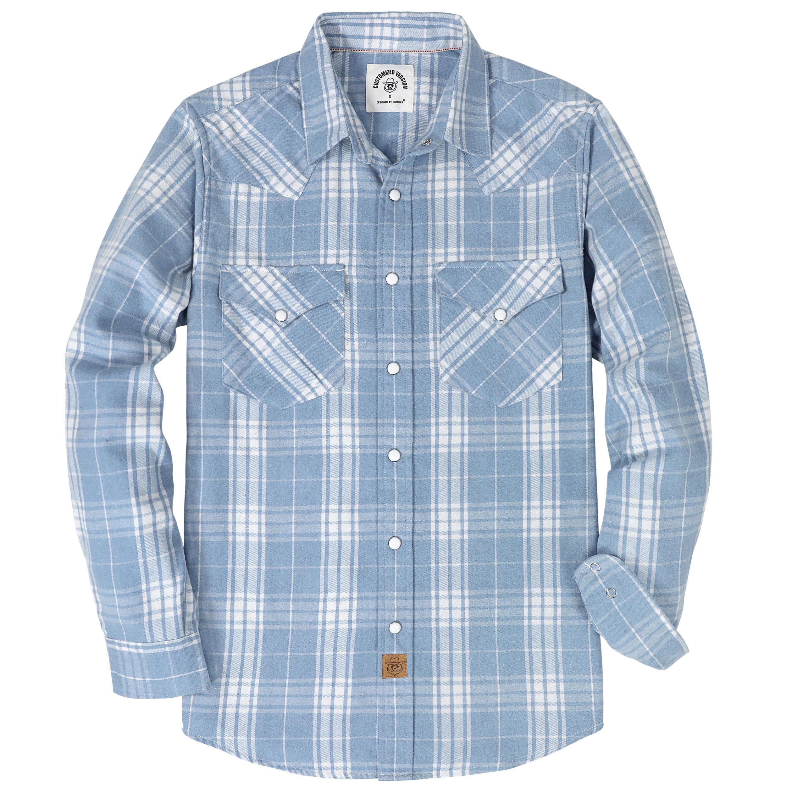 DubinikMens Flannel Shirts Long Sleeve Pearl Snap Buttons Western Cowboy Vintage Work Casual with Pockets Plaid Shirt