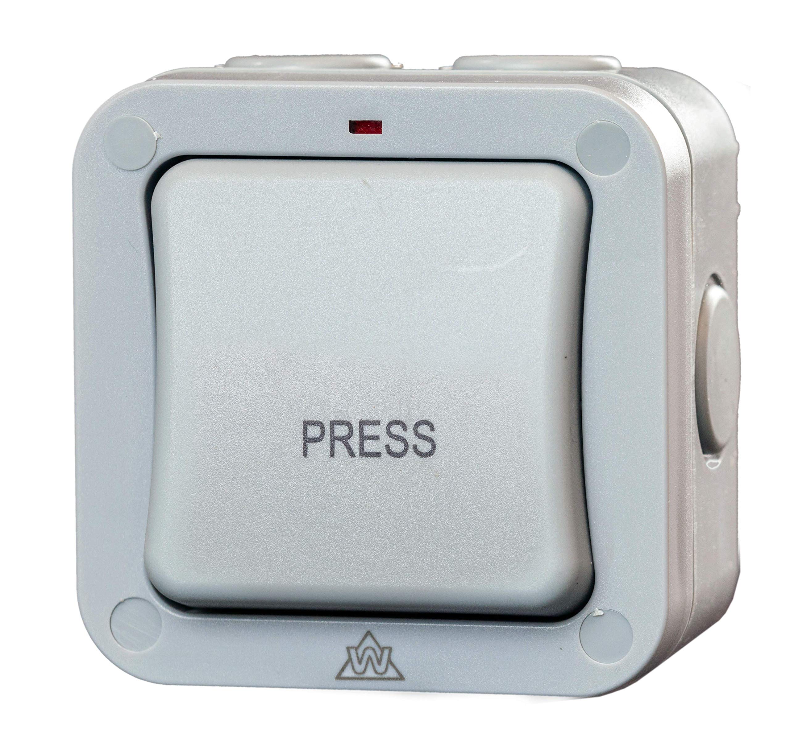 Buy WCED Electrical Single Retractive Outdoor Weatherproof Switch, IP66 Rated, 20A, Grey WS1GR