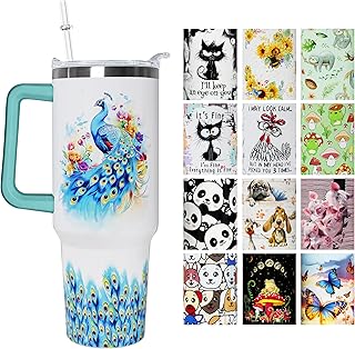 40 oz Stainless Steel Tumbler with Handle Straw & Lid - Peacock Lover Cute Tumbler Cup Travel Coffee Mug - Peacock Gifts for Women, Girls