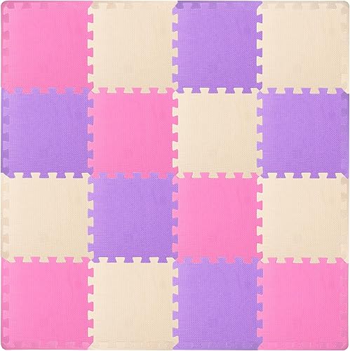 Miniatura 45 de ProSource Alfombra de espuma para rompecabezas para niños y bebés con colores sólidos, 36 o 16 azulejos encajables con bordes, Negro/Gris/Blanco