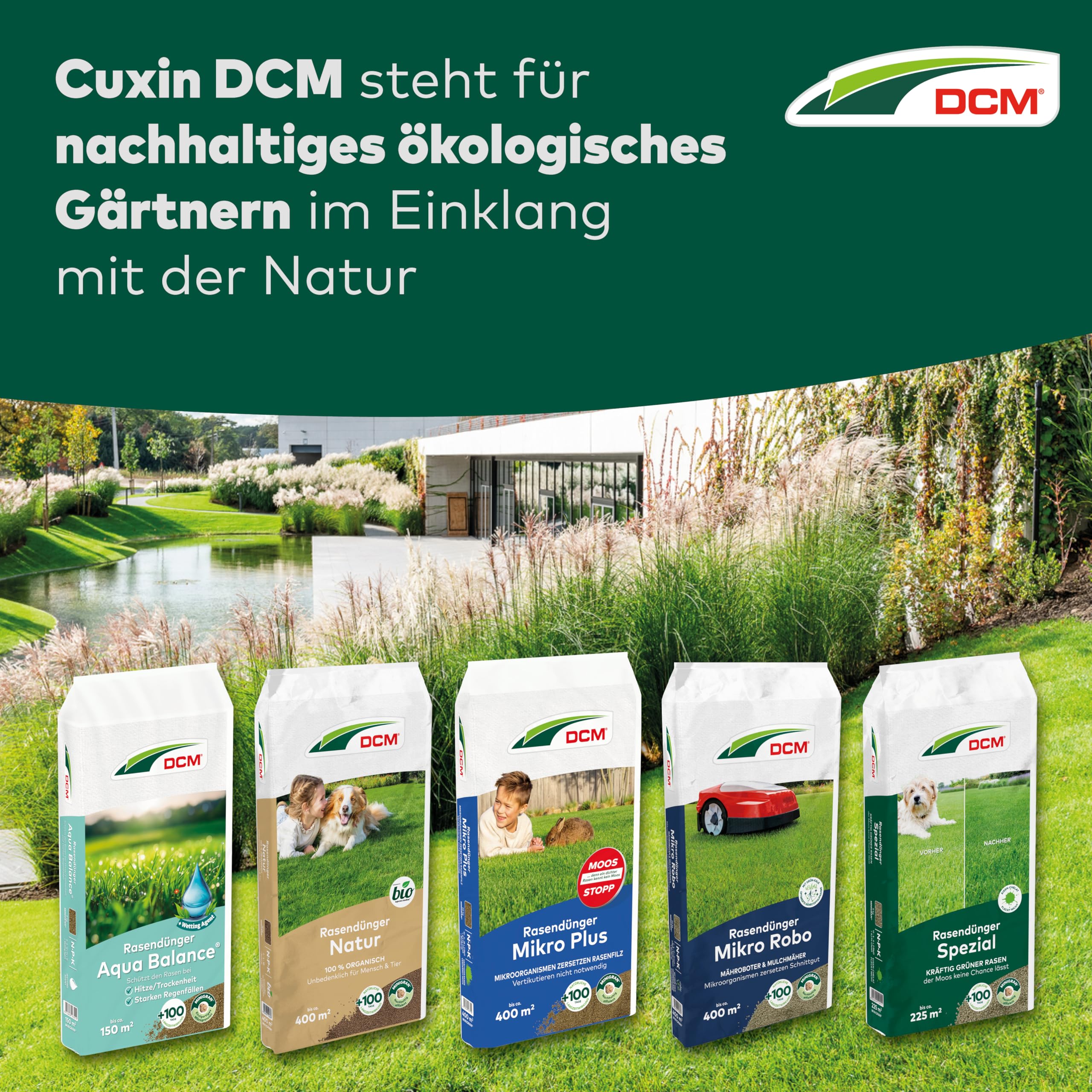 DCM Bodenaktivator - Bodenverbesserer - Mit MINIGRAN® TECHNOLOGY - Vertikutieren - organischer NPK-Dünger - 18 KG für 360qm