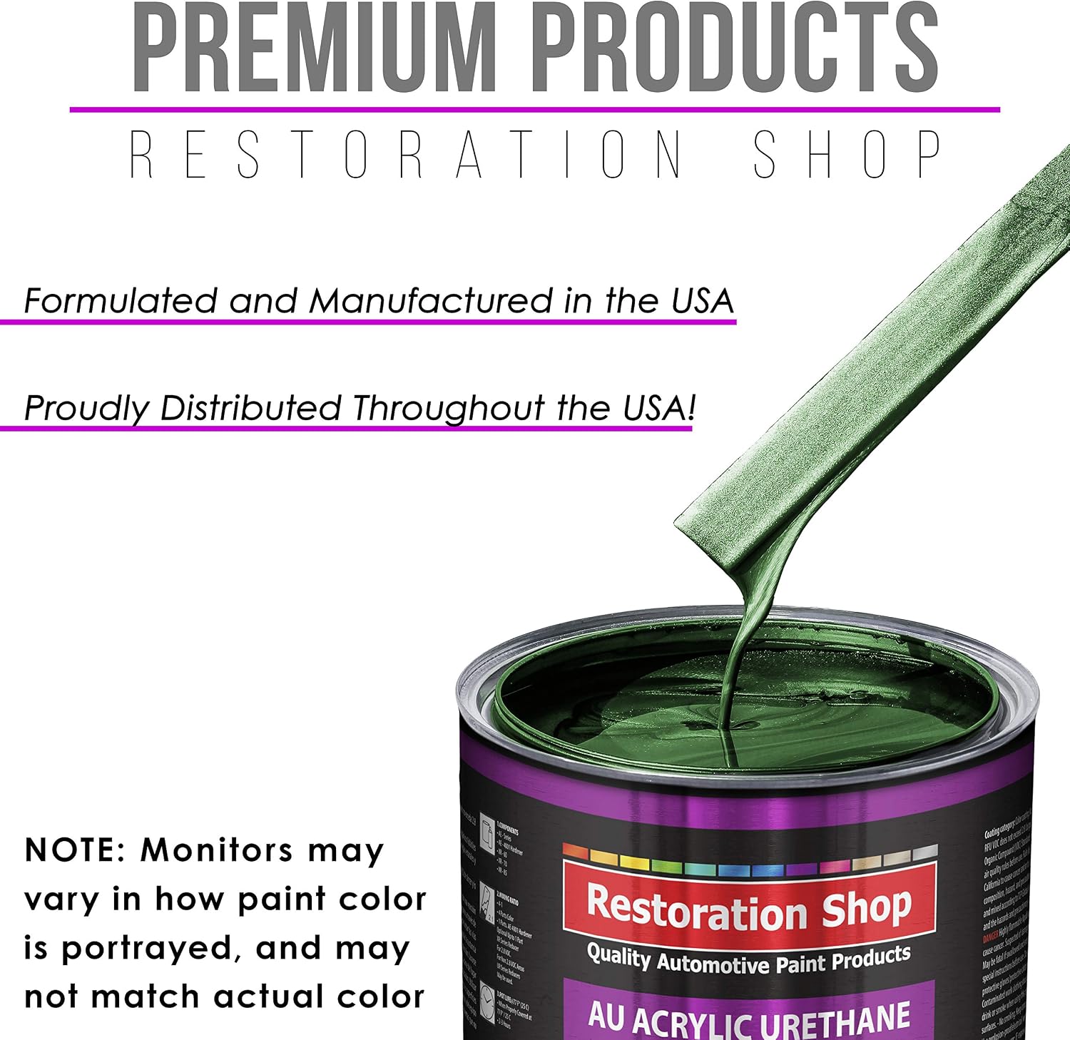 Restoration Shop - British Racing Green Metallic Acrylic Urethane Auto Paint - Complete Gallon Paint Kit - Professional Single Stage High Gloss Automotive, Car, Truck Coating, 4:1 Mix Ratio, 2.8 VOC