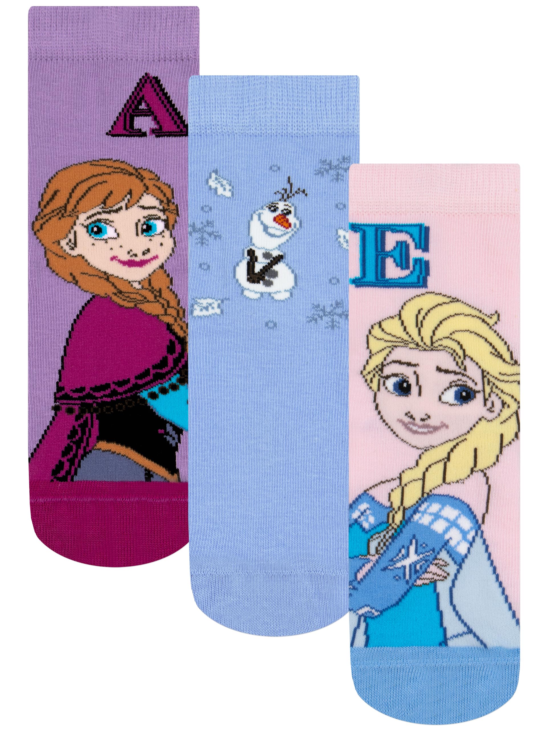 Disney Girls Multicoloured Socks, Frozen Socks, Anna, Olaf And Elsa 3 Pack Multipack Sock Set, Size 4-6