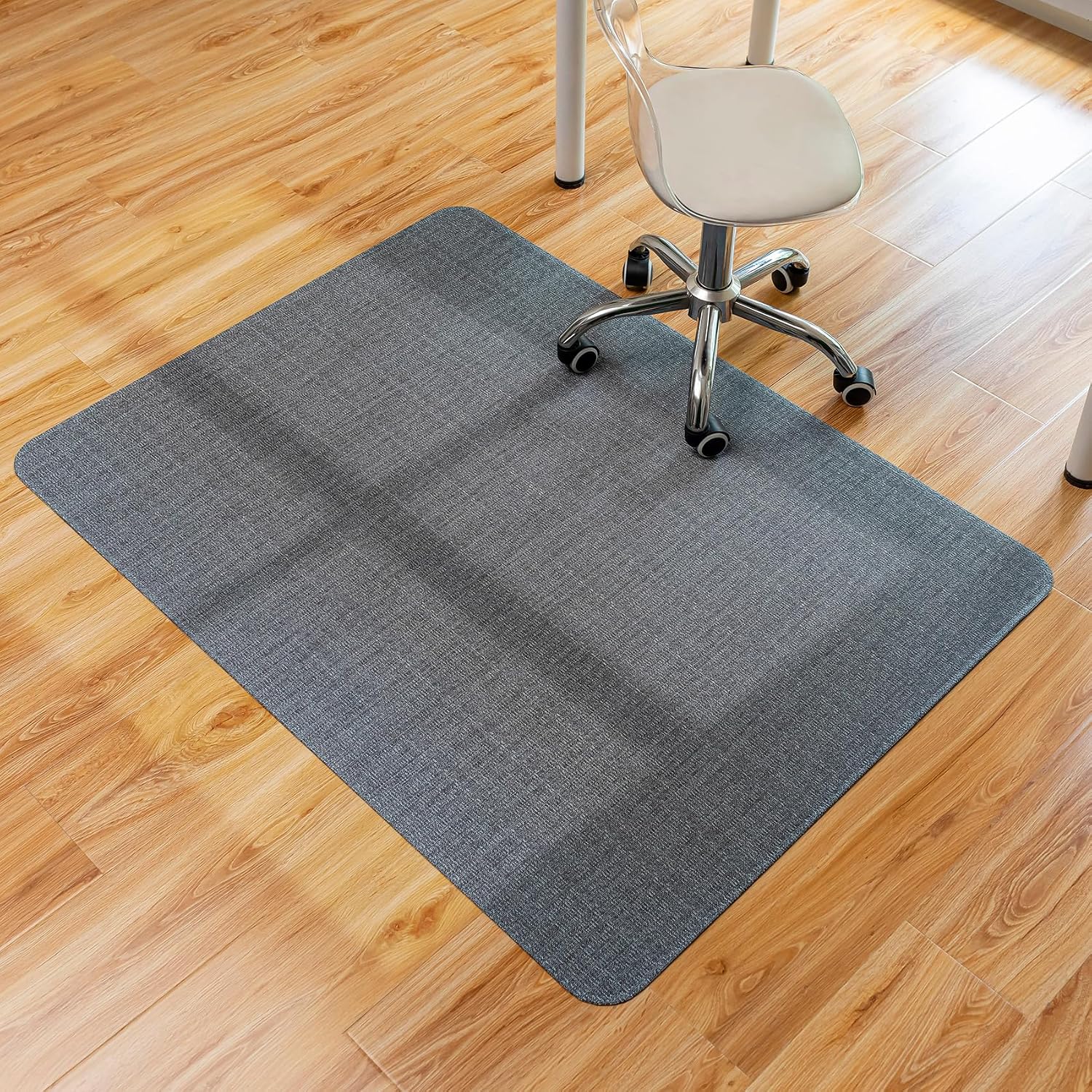 BARoyal Office Chair Mat for Hardwood Floor Under Desk Computer Rolling Chair Mat for Wood/Tile Floor Heavy Duty PVC Plastic Hard Floor Protector 45" x 53"(Deep Grey)