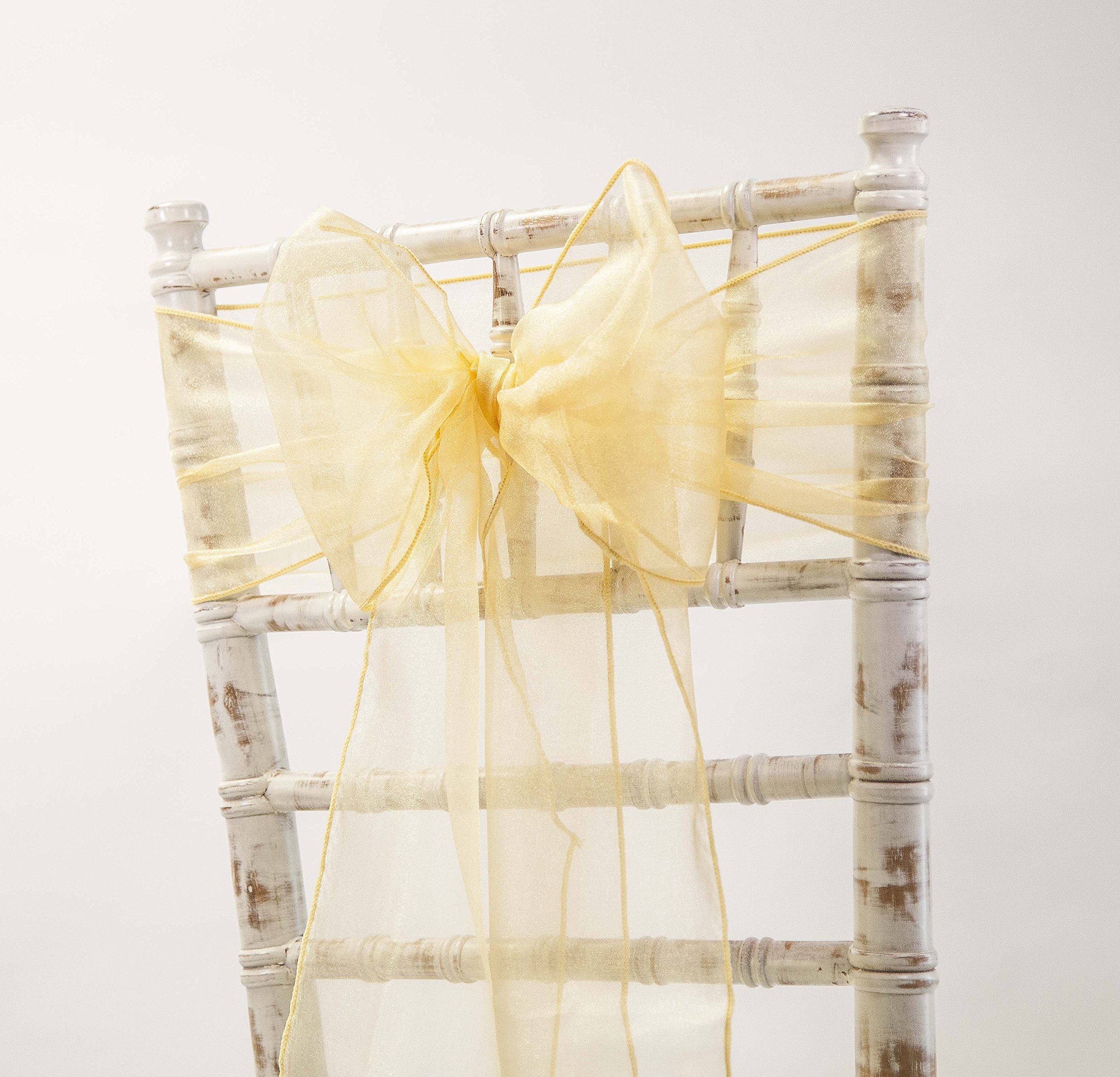 Organza Chair Sashes Bows - Wedding Decor Events - 80 Colours and Matching Runners Available (Regal Gold)
