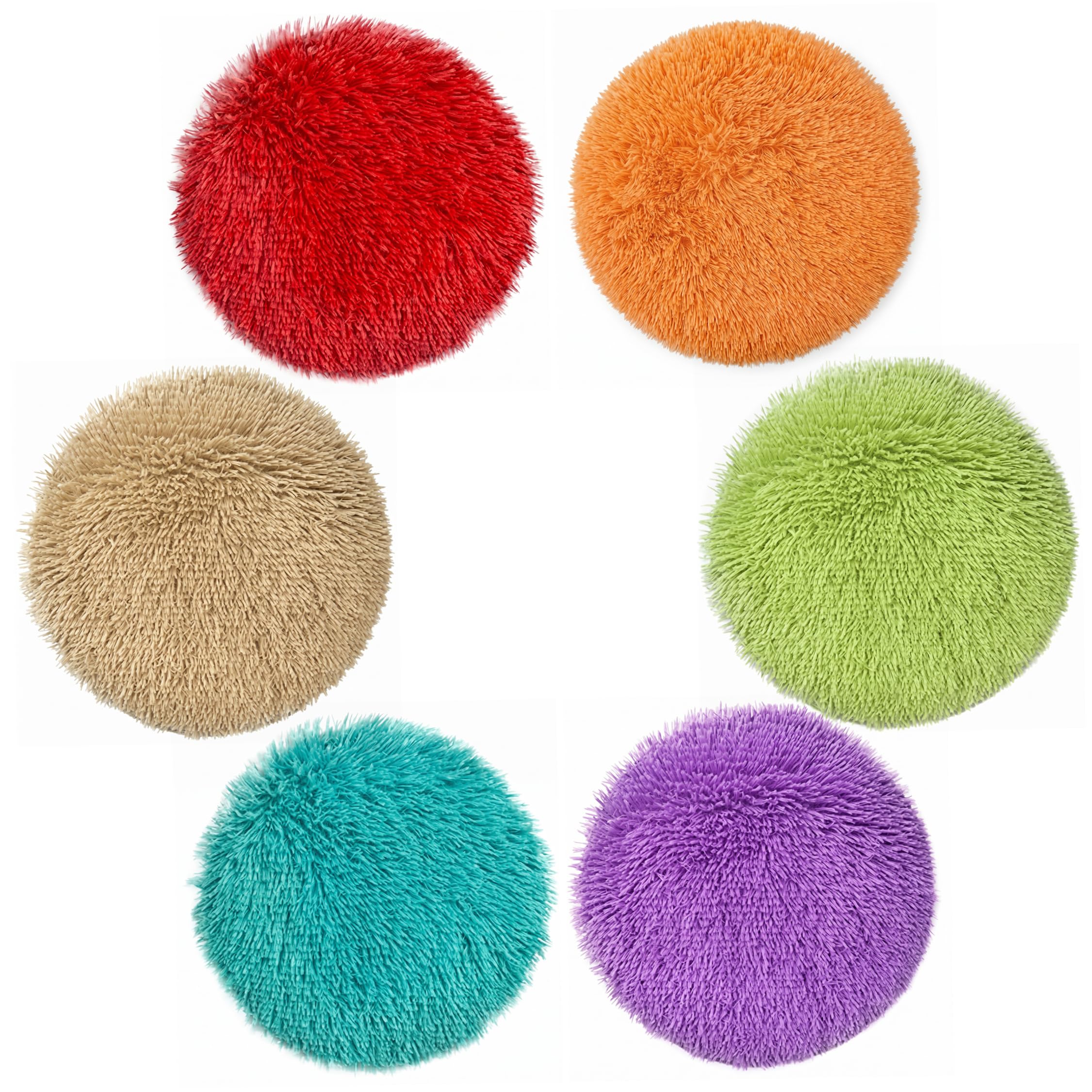 Vervevum 6 Pcs Floor Cushions for Kids, 15.7" Round Soft Classroom Rugs, Educational Carpet Spots for School Home Group Activity Playing Areas, Floor Cushions