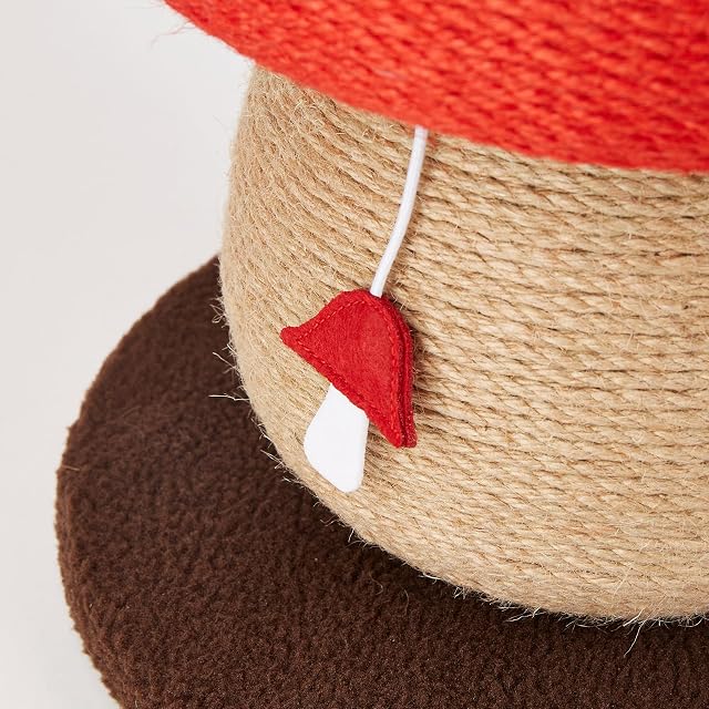 Foto 7 de 8 de Rascador para Gatos con Forma de Seta, Corda de Juta Rojo/Natural, Catnip Dentro, fácil de Montar