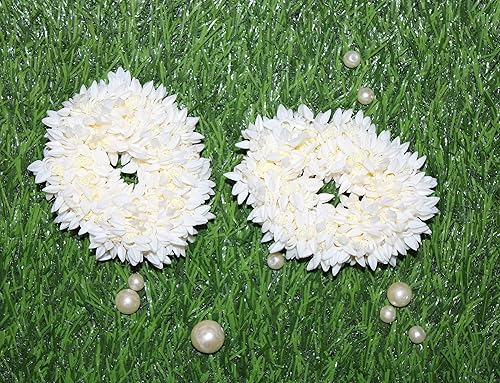 Shilppam - Banda para el cabello Gajra blanca para mujeres y niñas (paquete de 2), joyería tradicional floral para el cabello para bodas, festivales disponible en Yaxa Guatemala