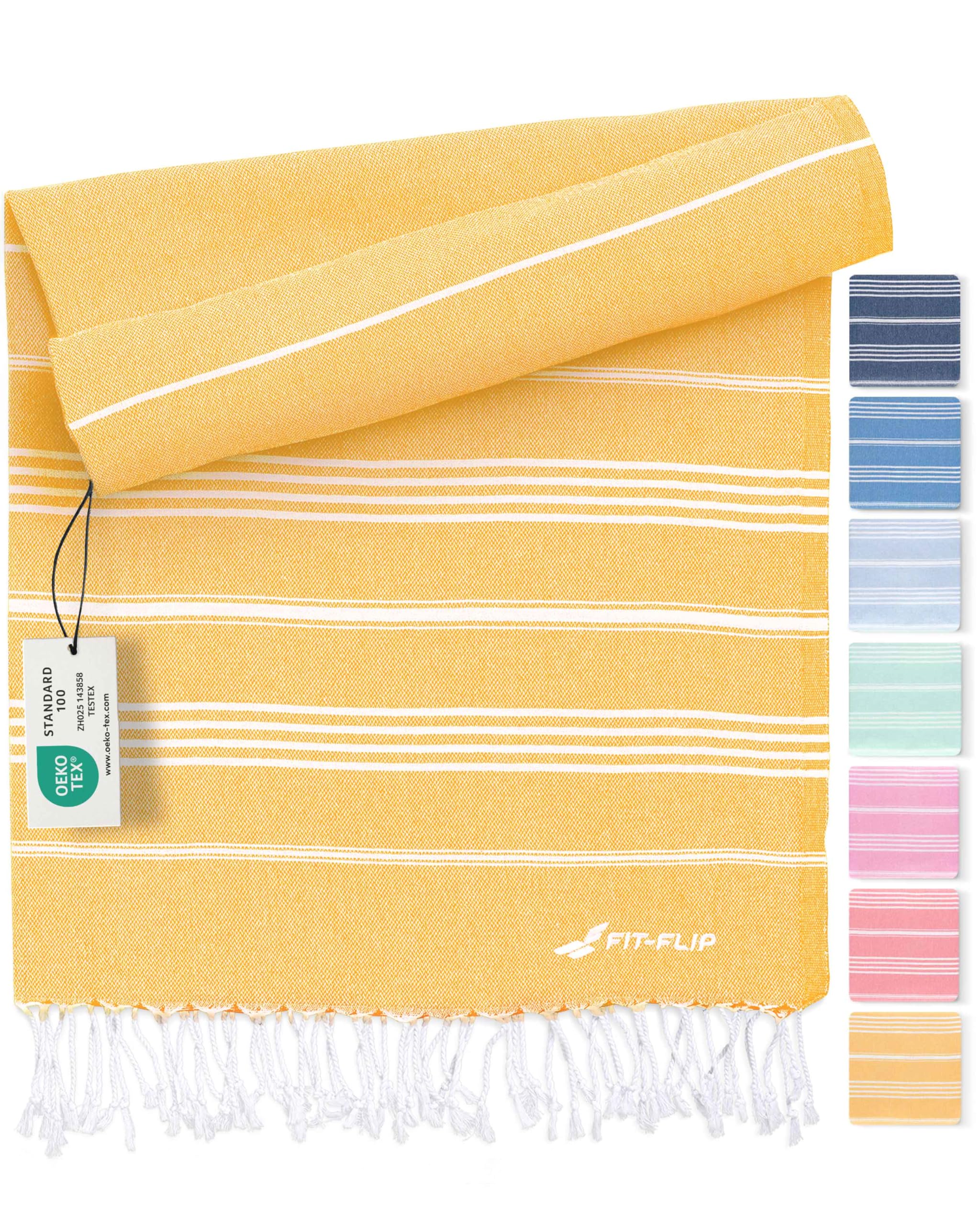 Fit-Flip 23 Honey - Sultan Hammam Beach Towel Xxl Made From 100% Cotton - Quick-Drying Turkish Hamam Towels - Large Fouta Or Pestemal Ideal As A Thin Sauna Blanket - Honey – 100X200cm Sultan