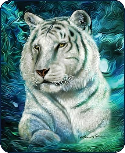 Miniatura 7 de Regal Comfort White Tiger Aurora - Manta tamaño Queen de 79 pulgadas de largo x 86 pulgadas de ancho, peso medio, manta de piel sintética súper