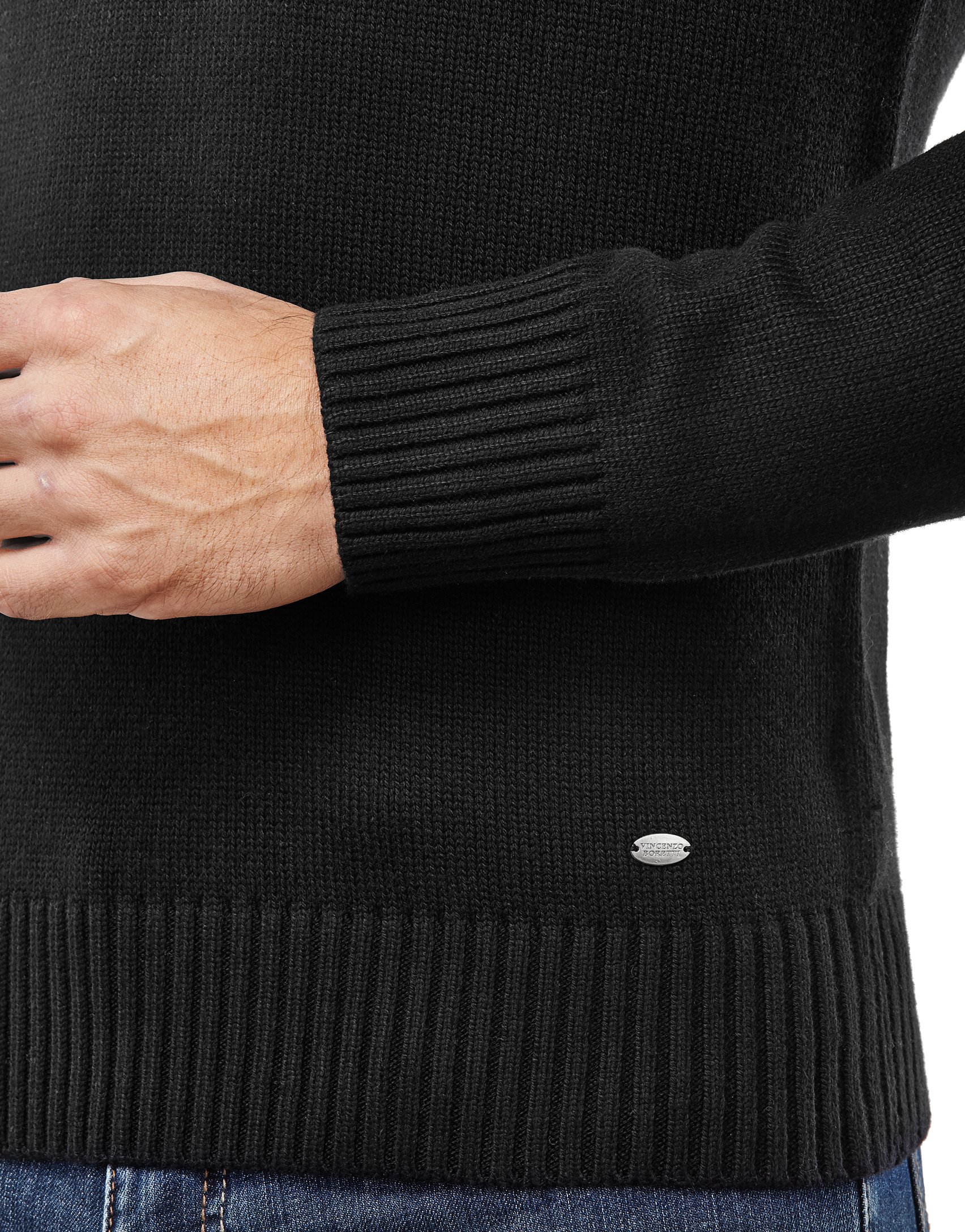 Vincenzo Boretti Jersey de Invierno para Hombre, en Punto Grueso con Cuello cáliz