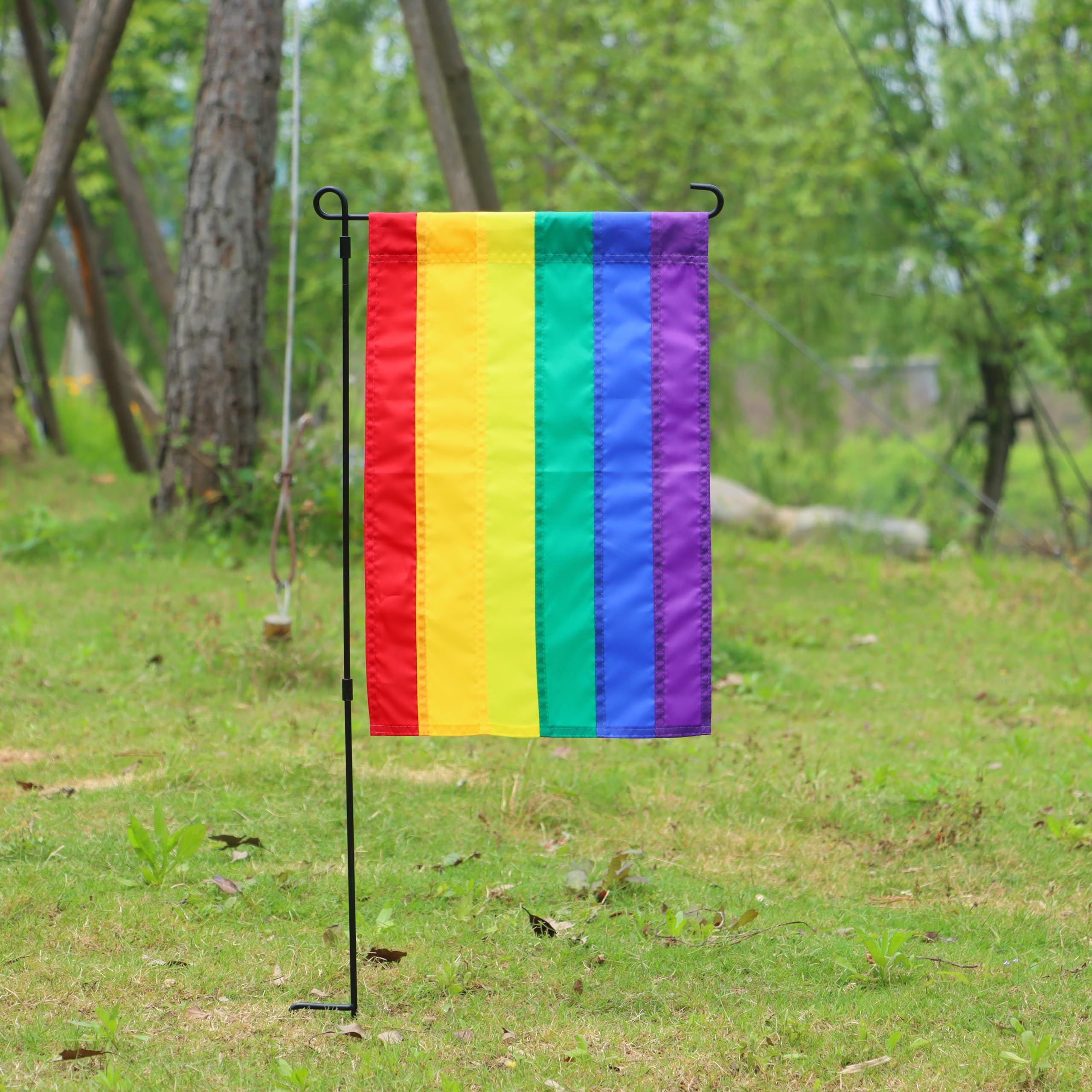 JUSHEN LGBTQ Regenbogen-Gartenflagge – 30,5x45,7 Cm, Genähte Streifen, Wetterfest, Für Pride-Monat & Garten