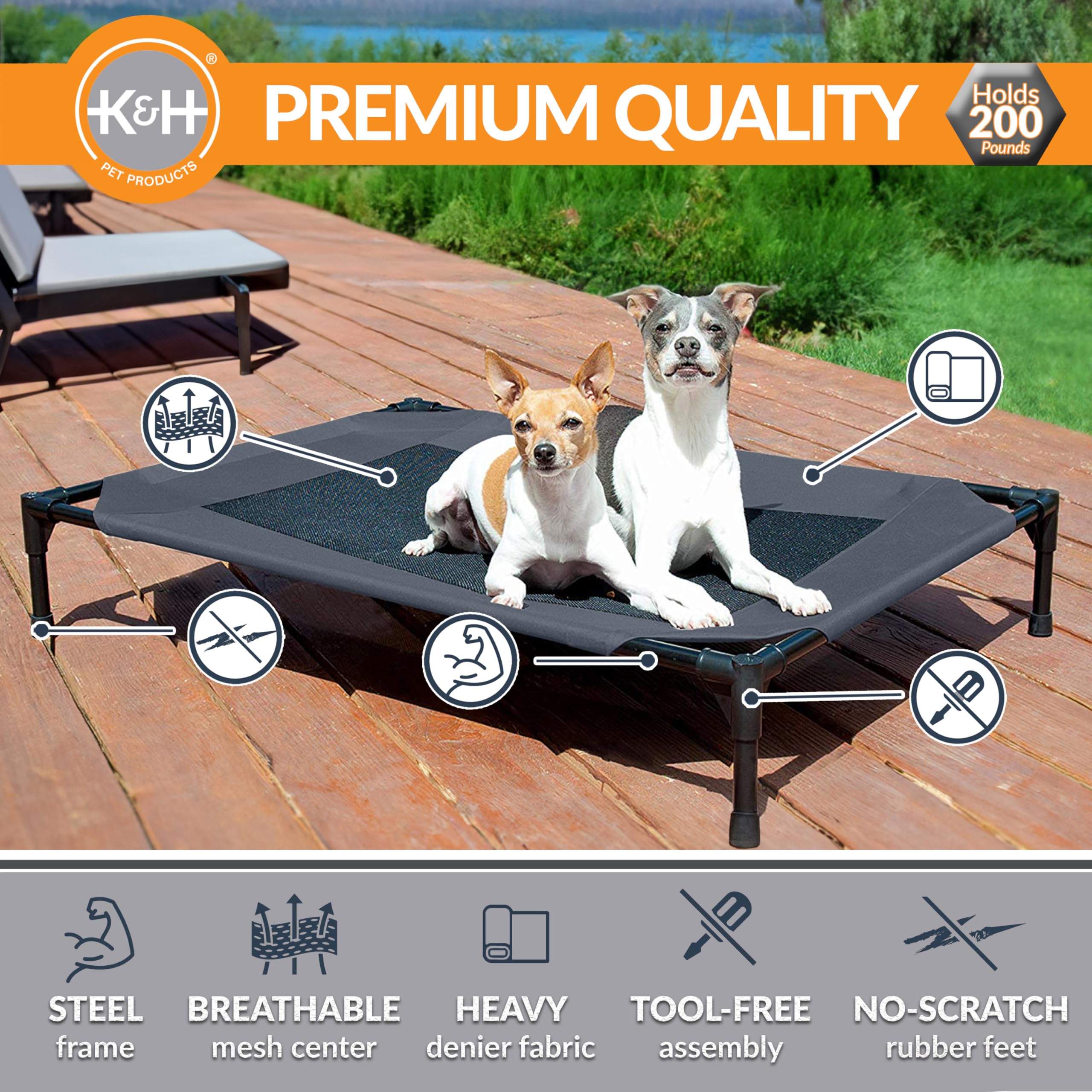 Snapklik.com : K&H Pet Products Outdoor Elevated Dog Cot, Breathable