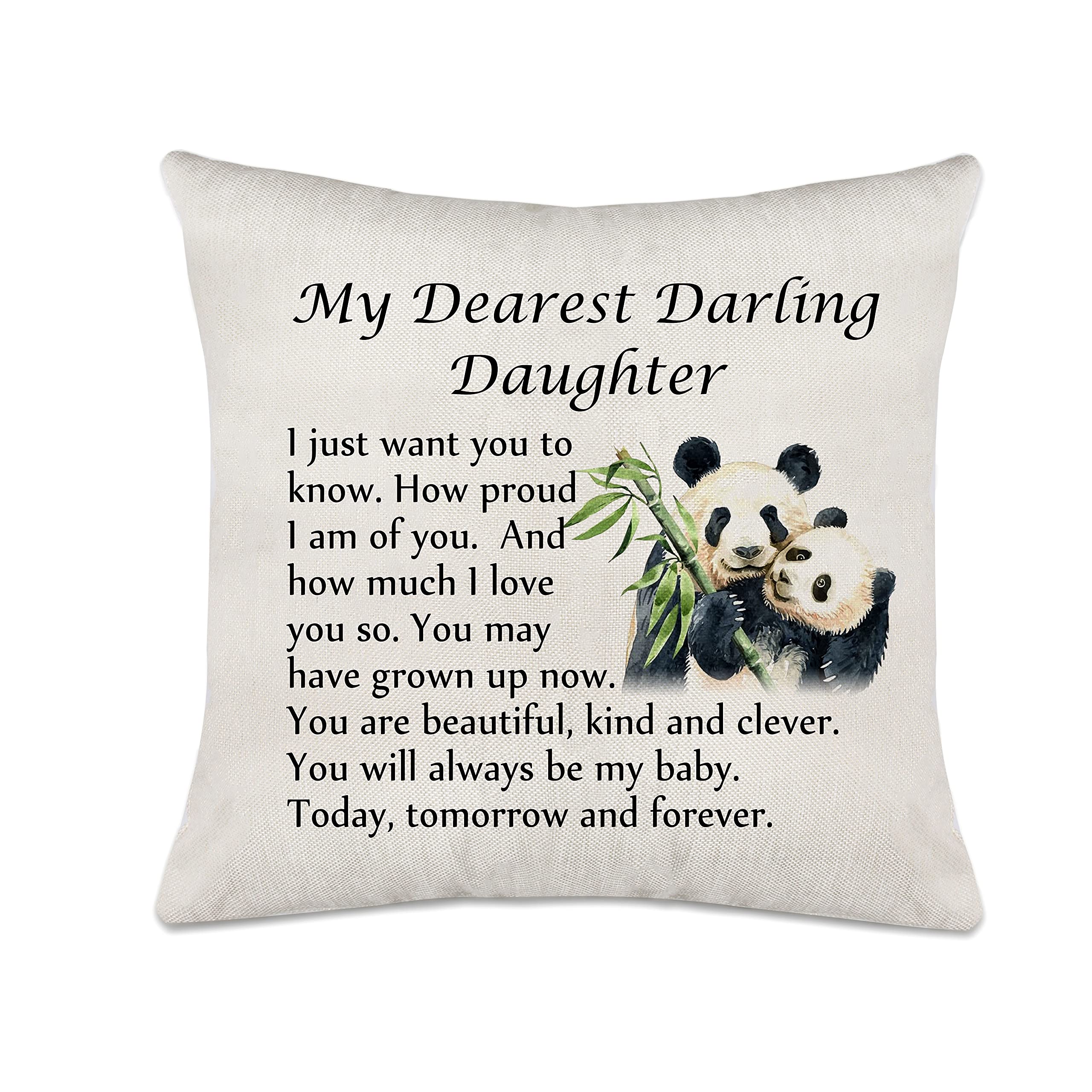 Axmosto Daughetr Gifts, Cute Panda Family Cushion Cover, Daughter Birthday from Daddy Mummy, Home Decor Cushion Pillow Cover