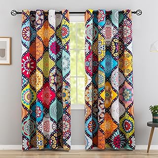Bohemian 100% Blackout Curtains for Bedroom 84 inch Length 2 Panels Set ...