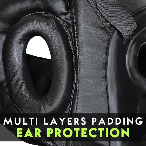 Vista 9 de Farabi Sports Parrilla de boxeo, engranaje de cabeza de entrenamiento de MMA Kickboxing Sparring Gear Parrilla frontal extraíble Negro