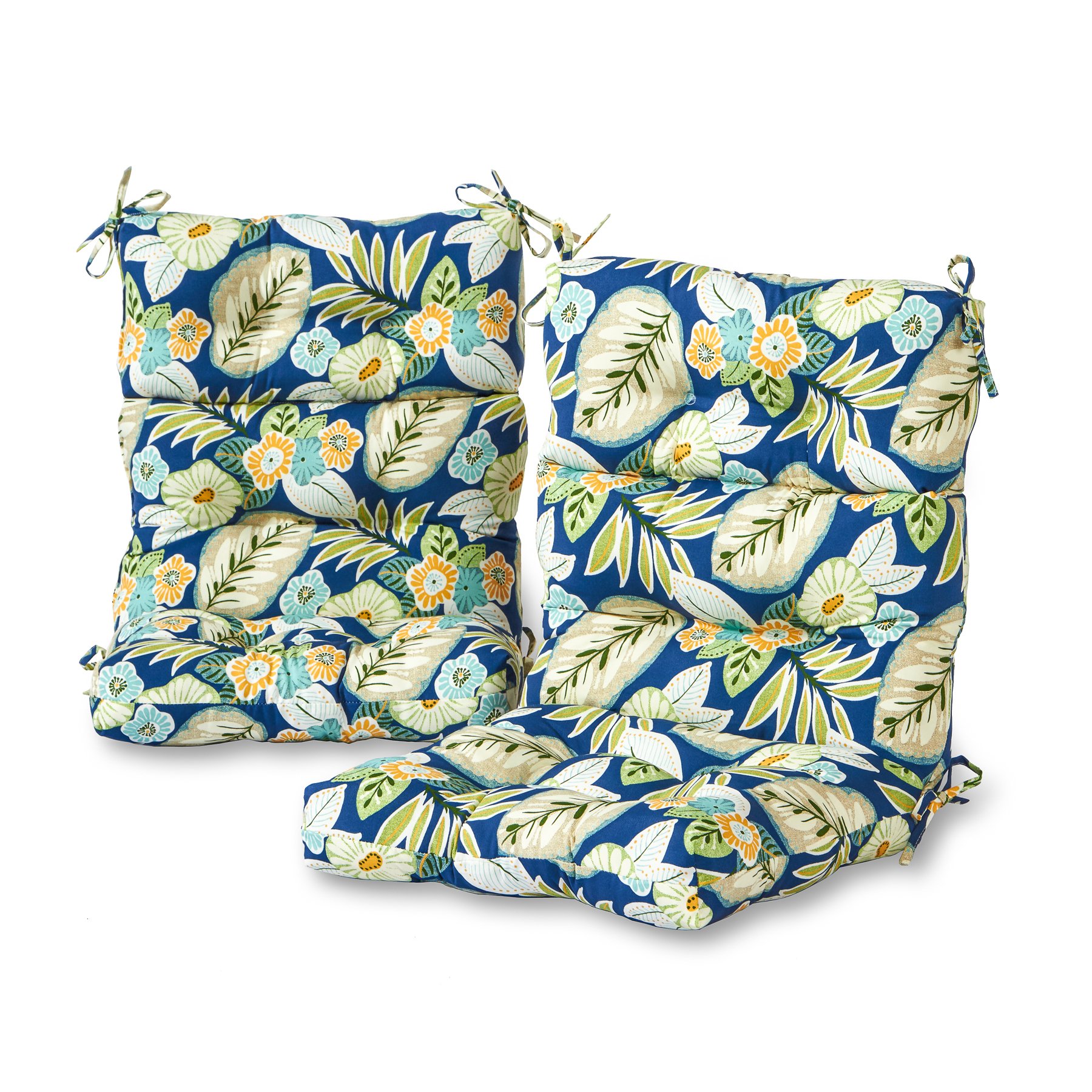 Greendale Home Fashions Magnolia Floral Outdoor High Back Chair Cushion (Set of 2), 2 Count-image-12