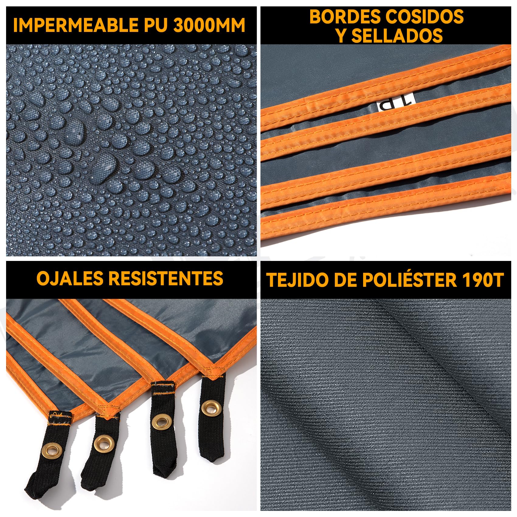 Lona Impermeable Multiusos y Lona para el Suelo, Resistente, Ultraligera, para Camping, Senderismo, Picnic, toldo, Incluye Bolsa de Almacenamiento